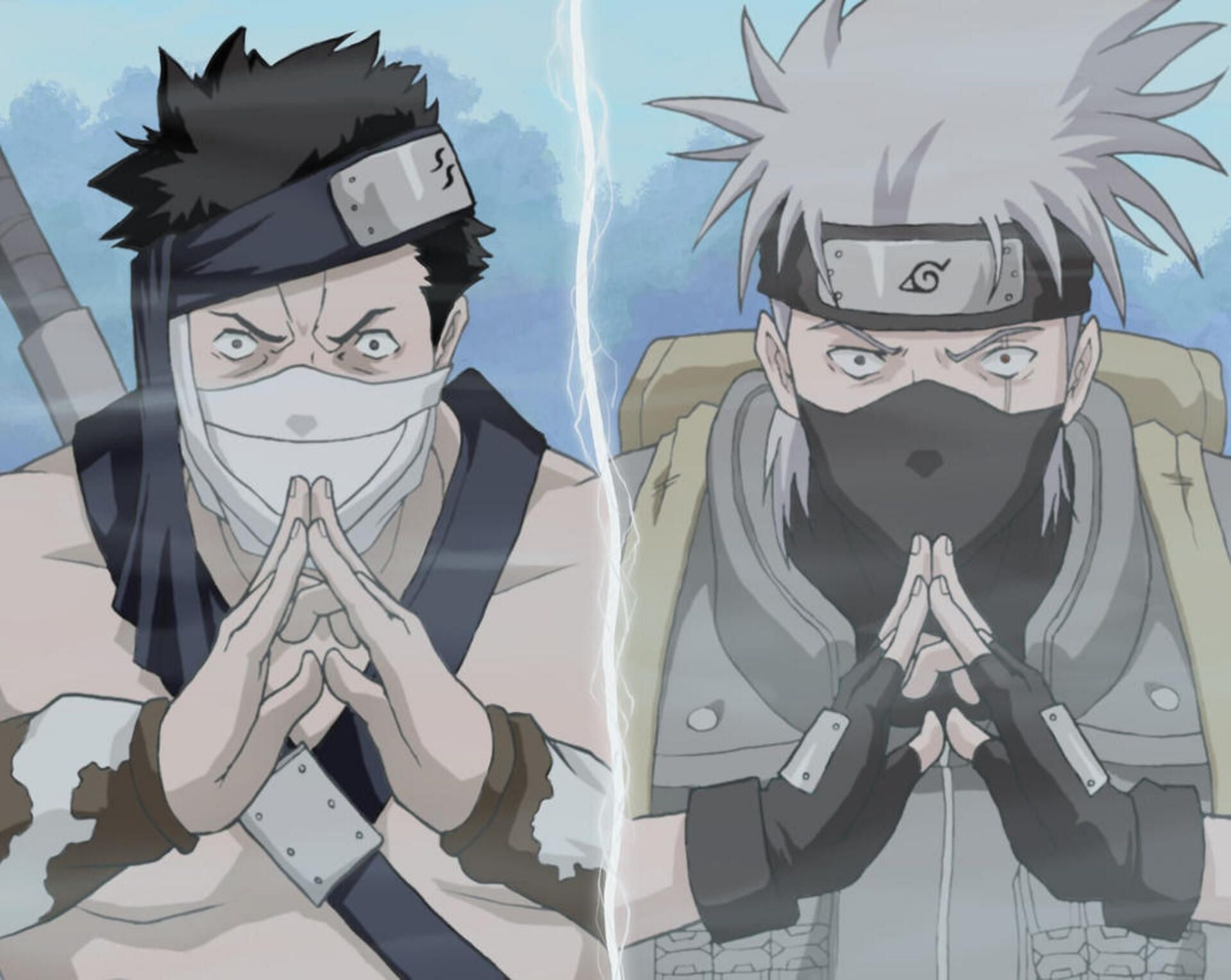 Kakashi copying Zabuza&#039;s Water Dragon jutsu with the Sharingan (Image via Pierrot Studios)