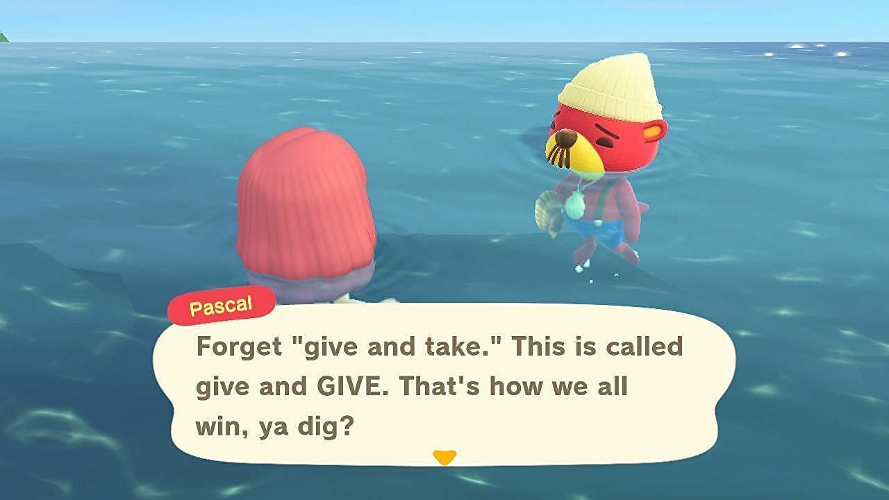 Pascal provides you with DIY recipes in exchange for sea creatures (Image via Nintendo)