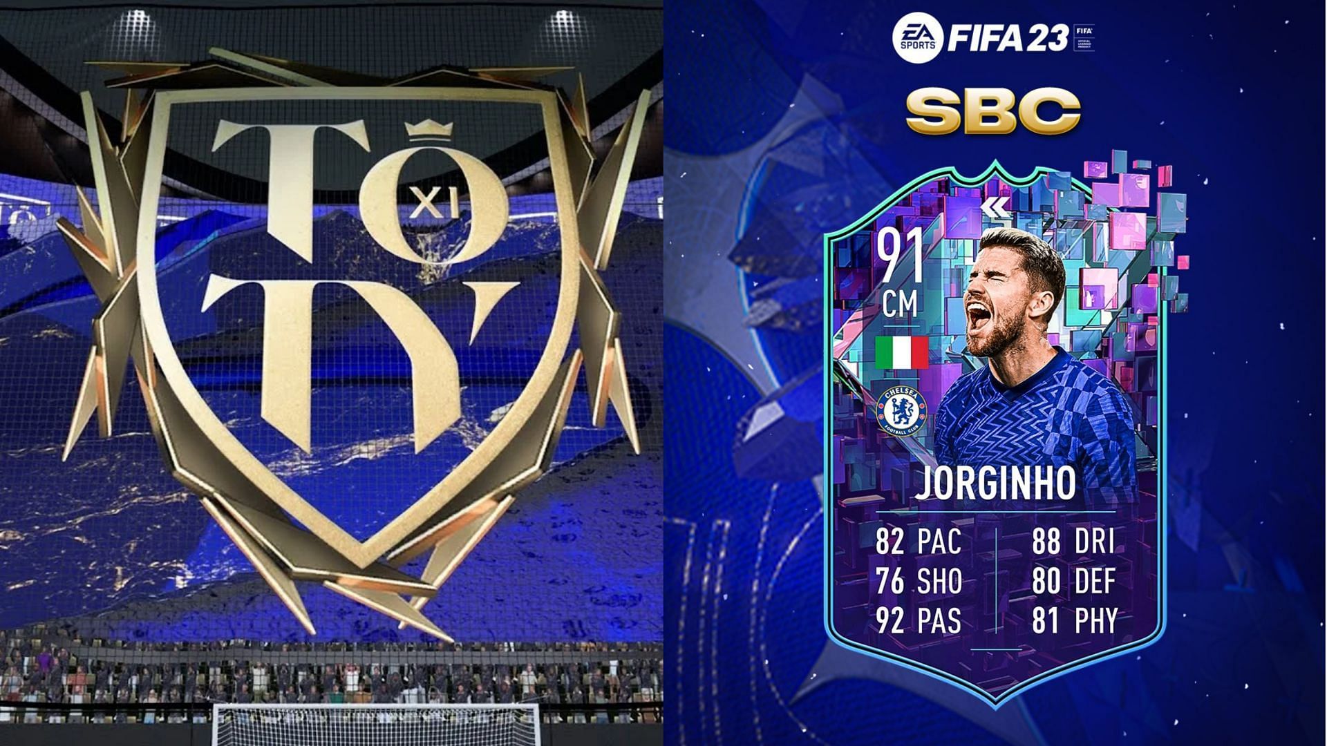 Jorginho is all set to appear as a Flashback SBC in the game (Images via EA Sports, Twitter/FUT Sheriff)