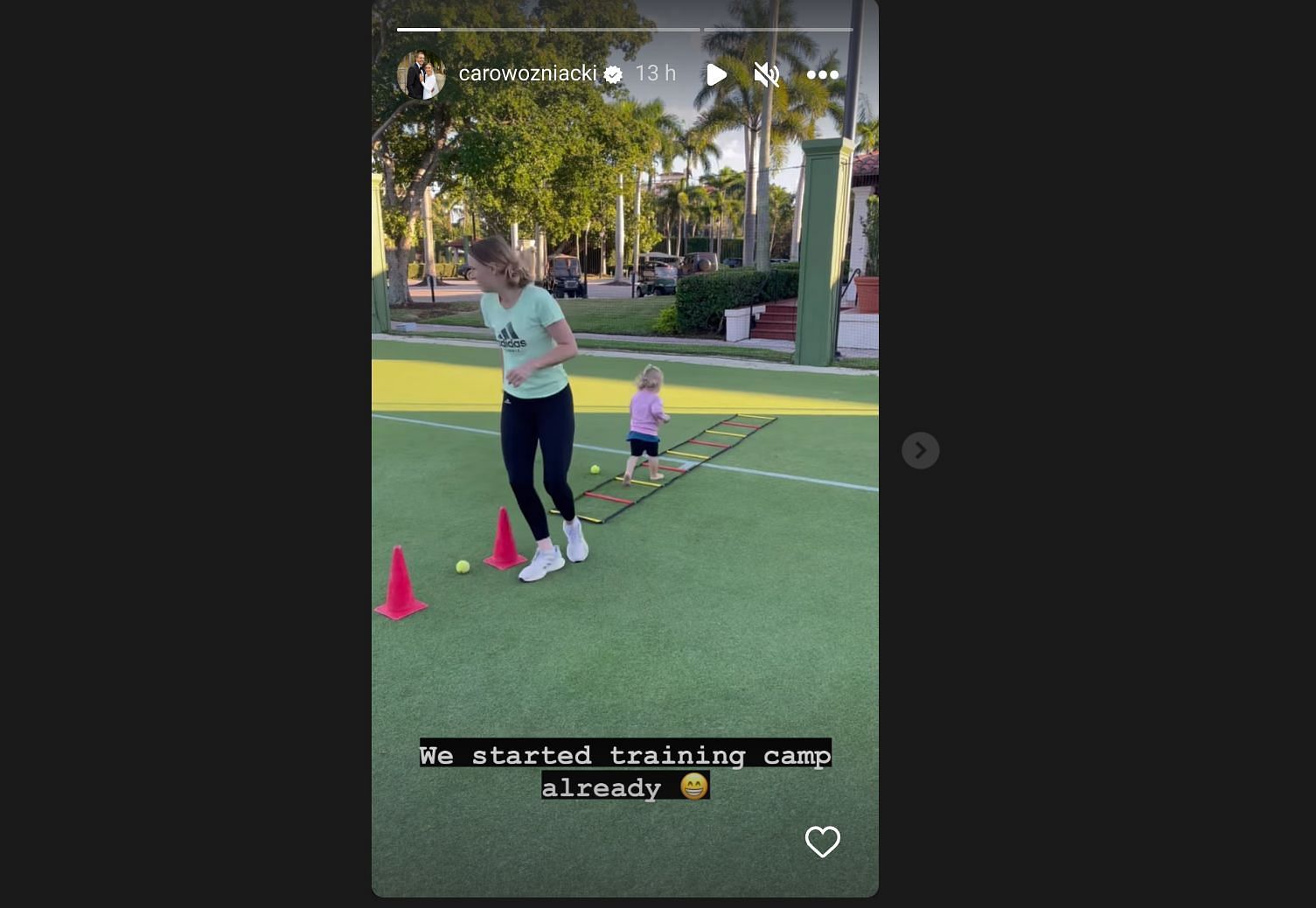 Screen grab from Wozniacki&#039;s Instagram