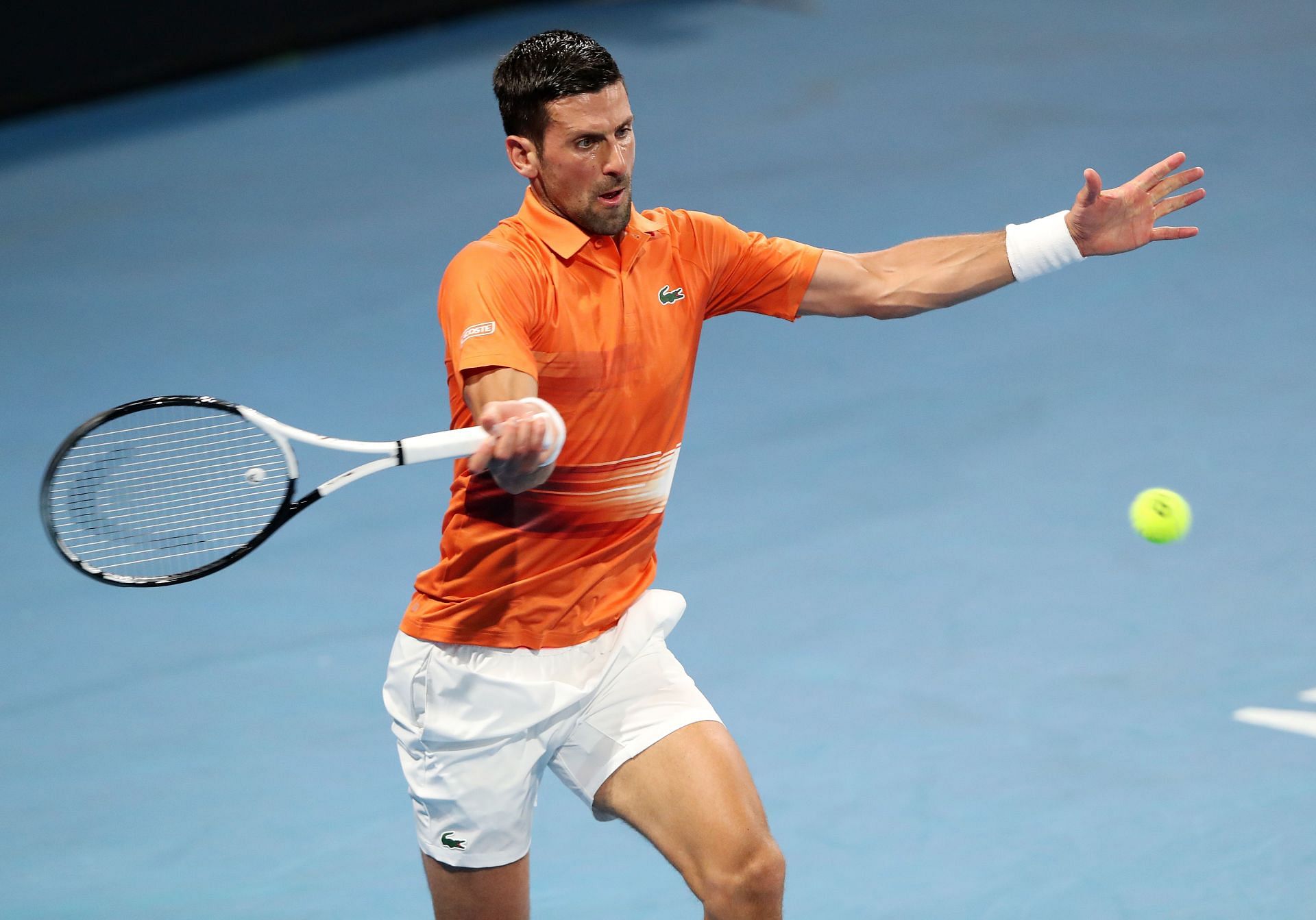 Novak Djokovic in action at the Adelaide International 1