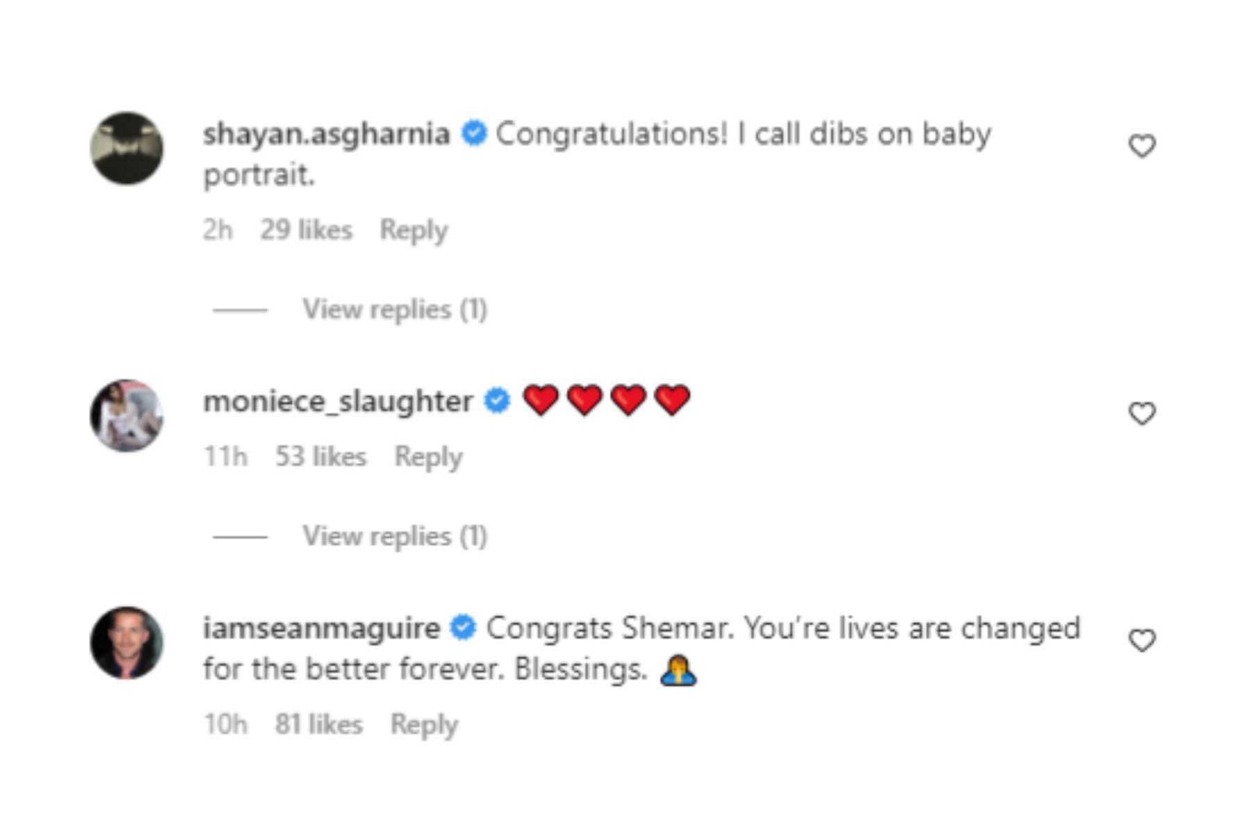 Netizens congratulate the pair. (Image via Instagram/@shemarfmoore)