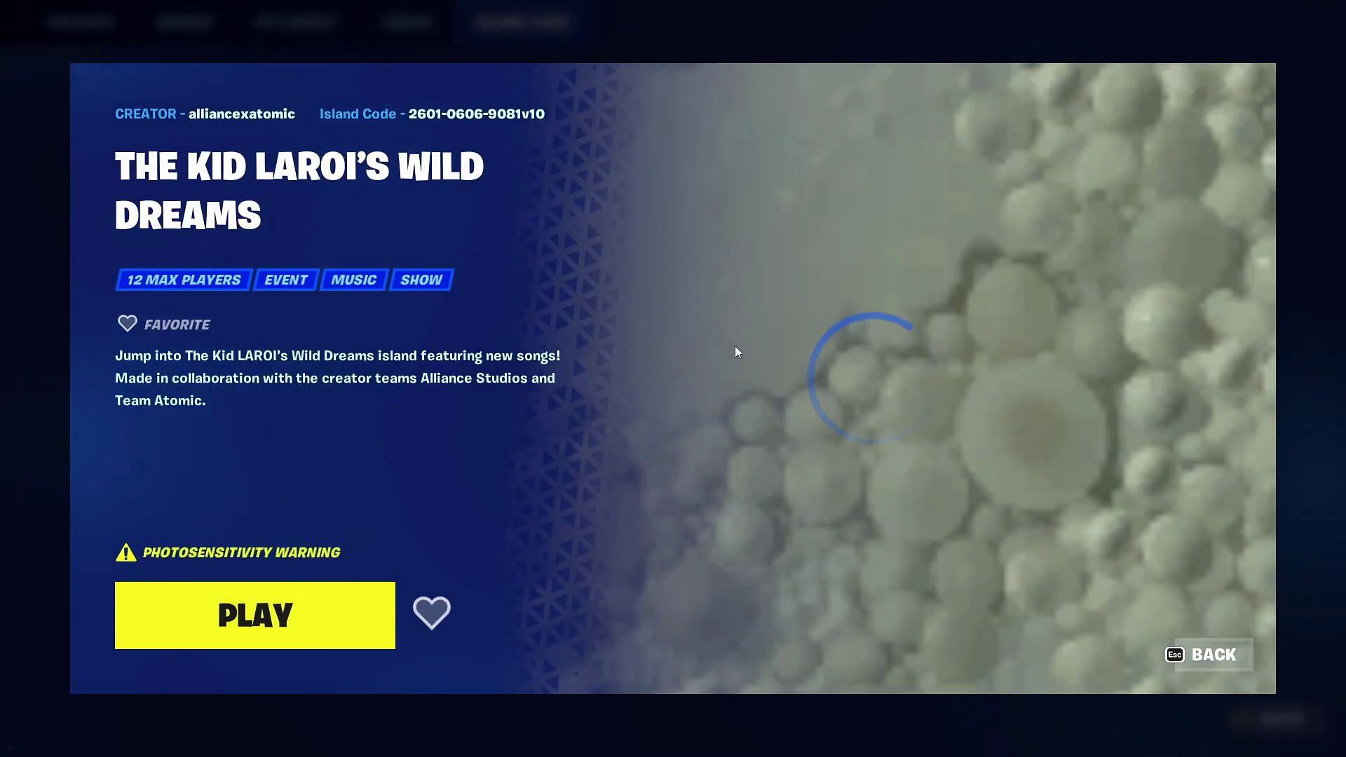 Enter the Island Code to head to The Kid LAROI&#039;s Wild Dreams (Image via YouTube/FortniteEvents)