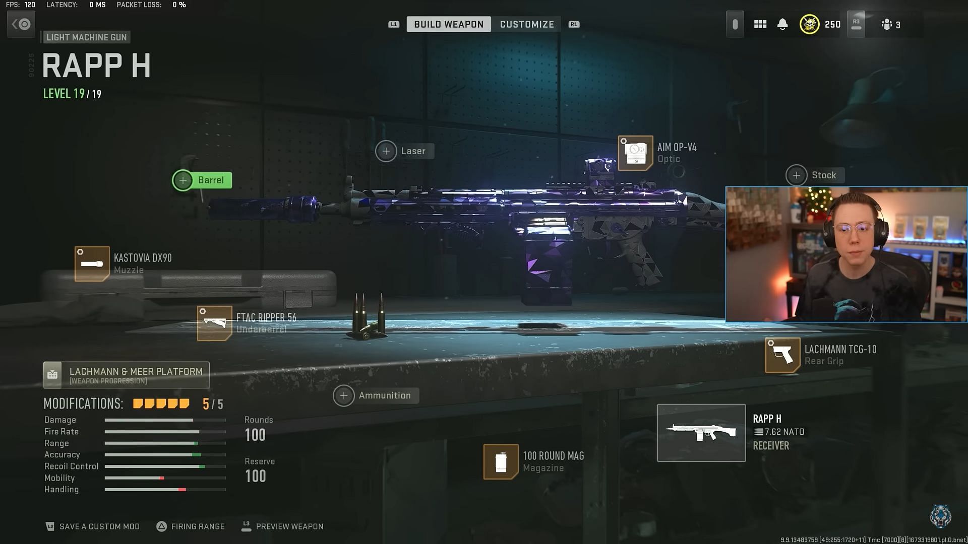 Loadout for RAAP H in Warzone 2 Season 1 Reloaded (Image via Activision and YouTube/WhosImmortal)