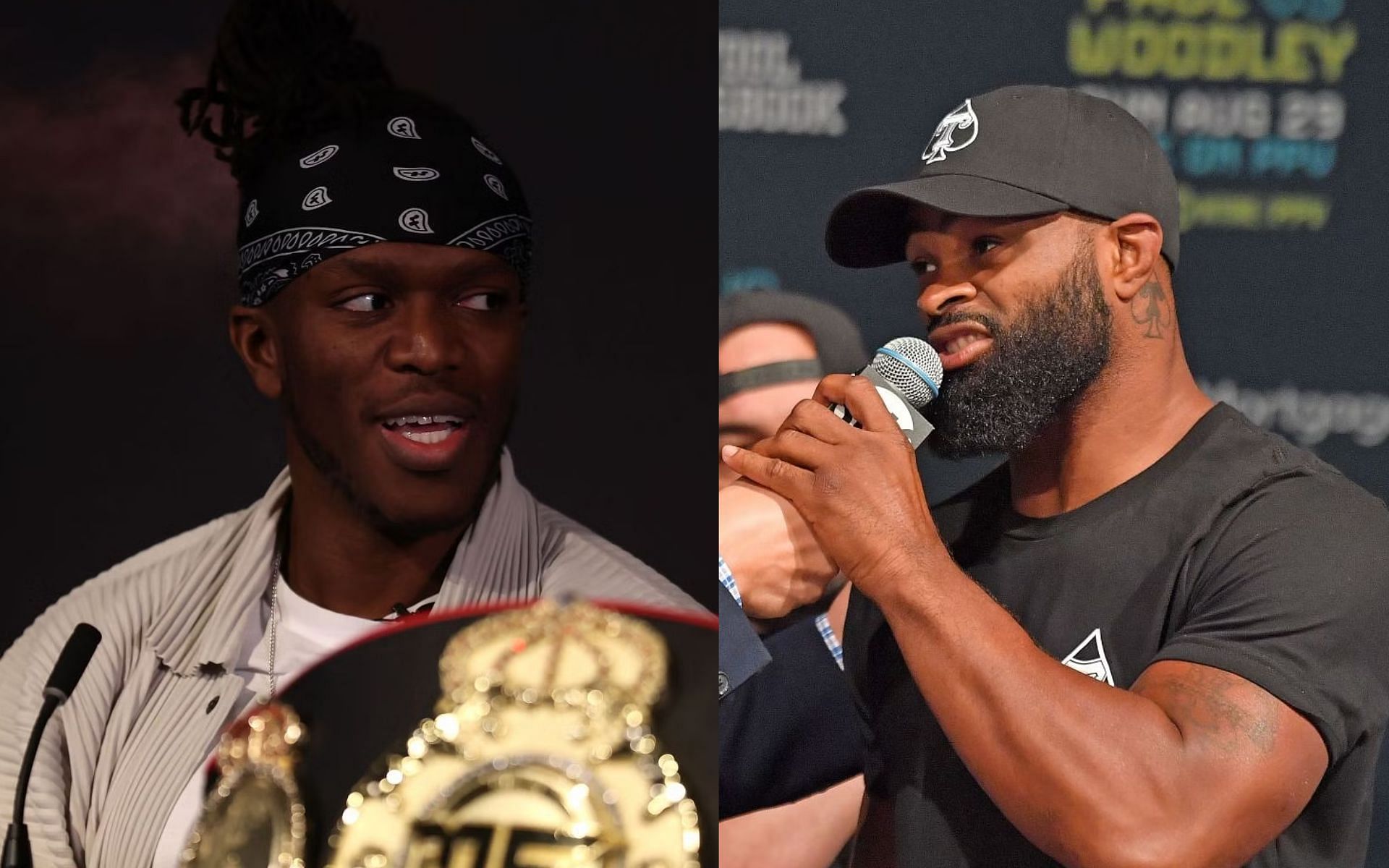 KSI (left) and Tyron Woodley (right)