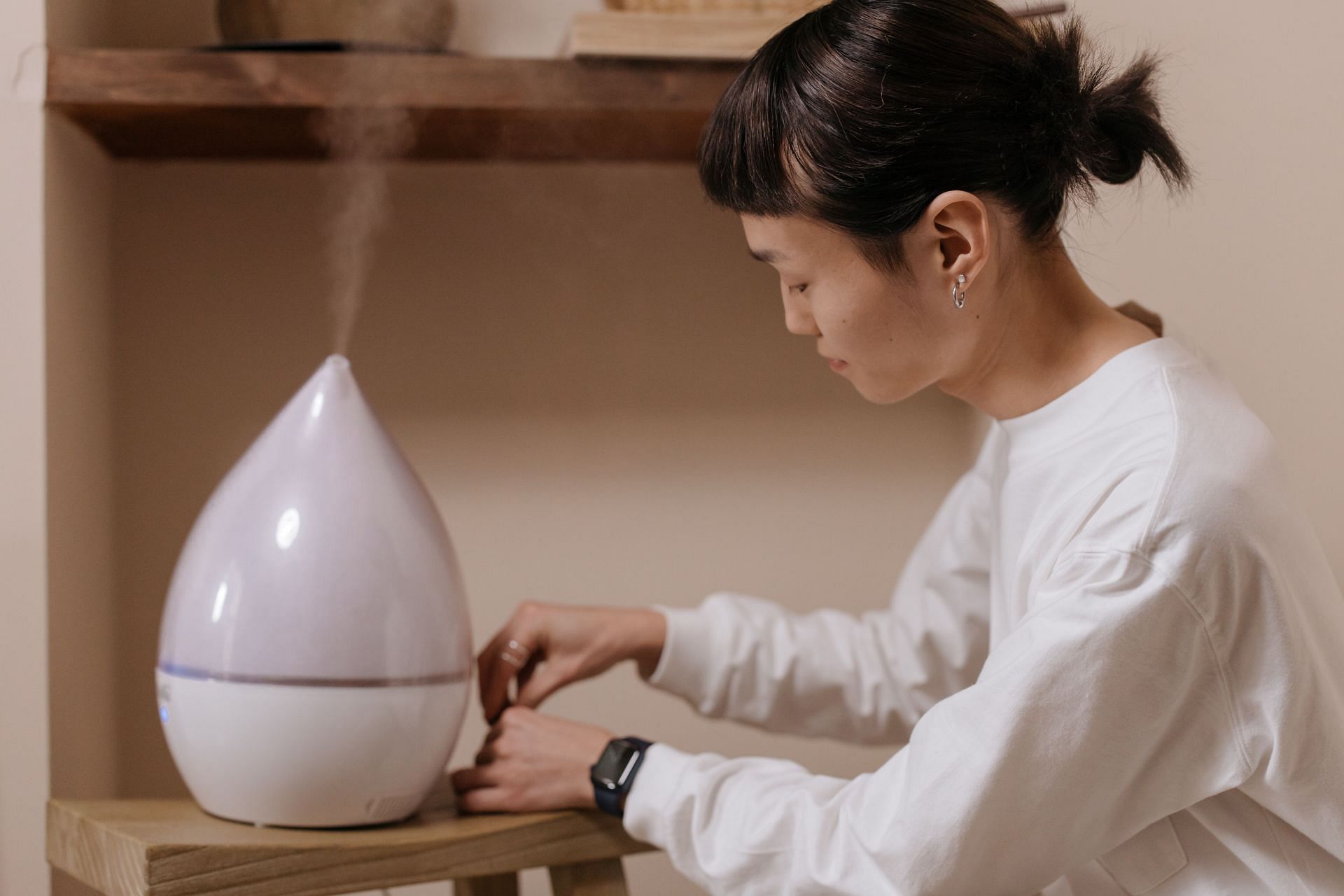 A humidifier can be used to alleviate dry air and raise the temperature, reducing dust mites. (Image via Pexels/Cottonbro Studio)