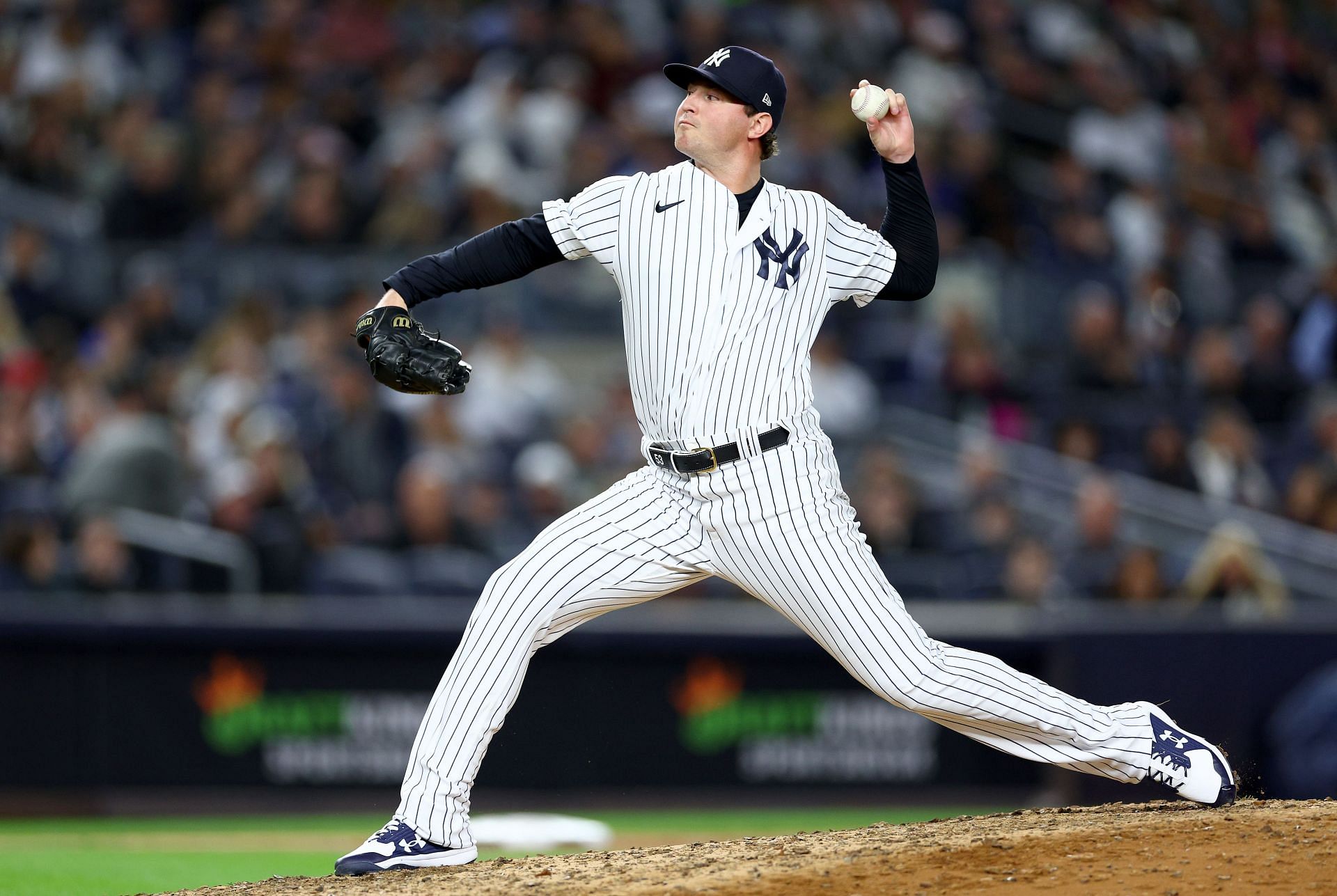 Zack Britton #53 of the New York Yankees delivers a pitch against the Baltimore Orioles