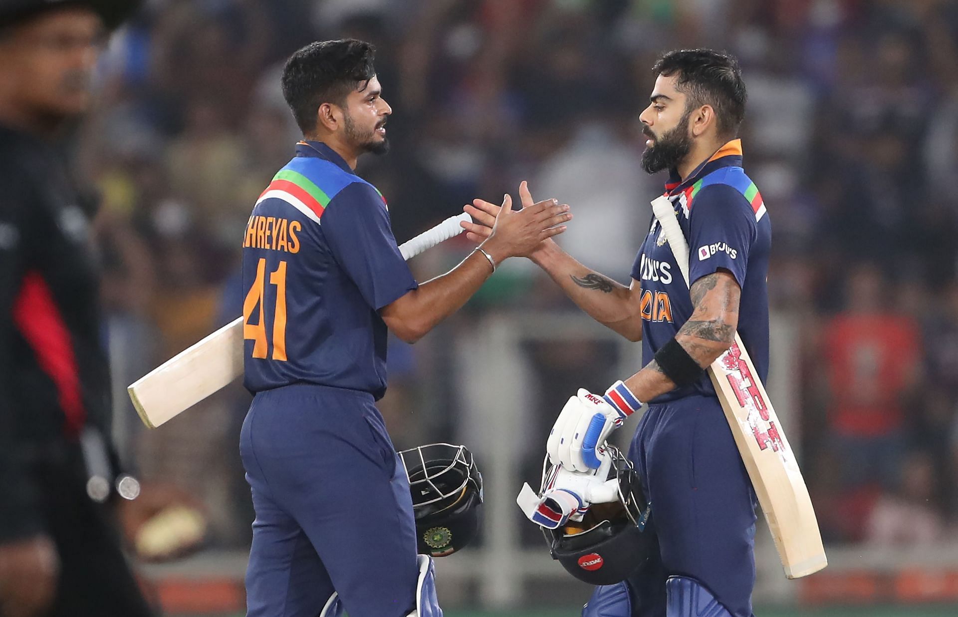 Virat Kohli (right) with Shreyas Iyer. Pic: Getty Images