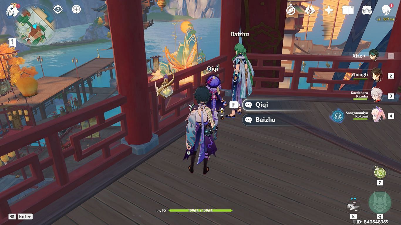 Baizhu and Qiqi on the bridge facing the Sea Gazer Lantern (Image via HoYoverse)