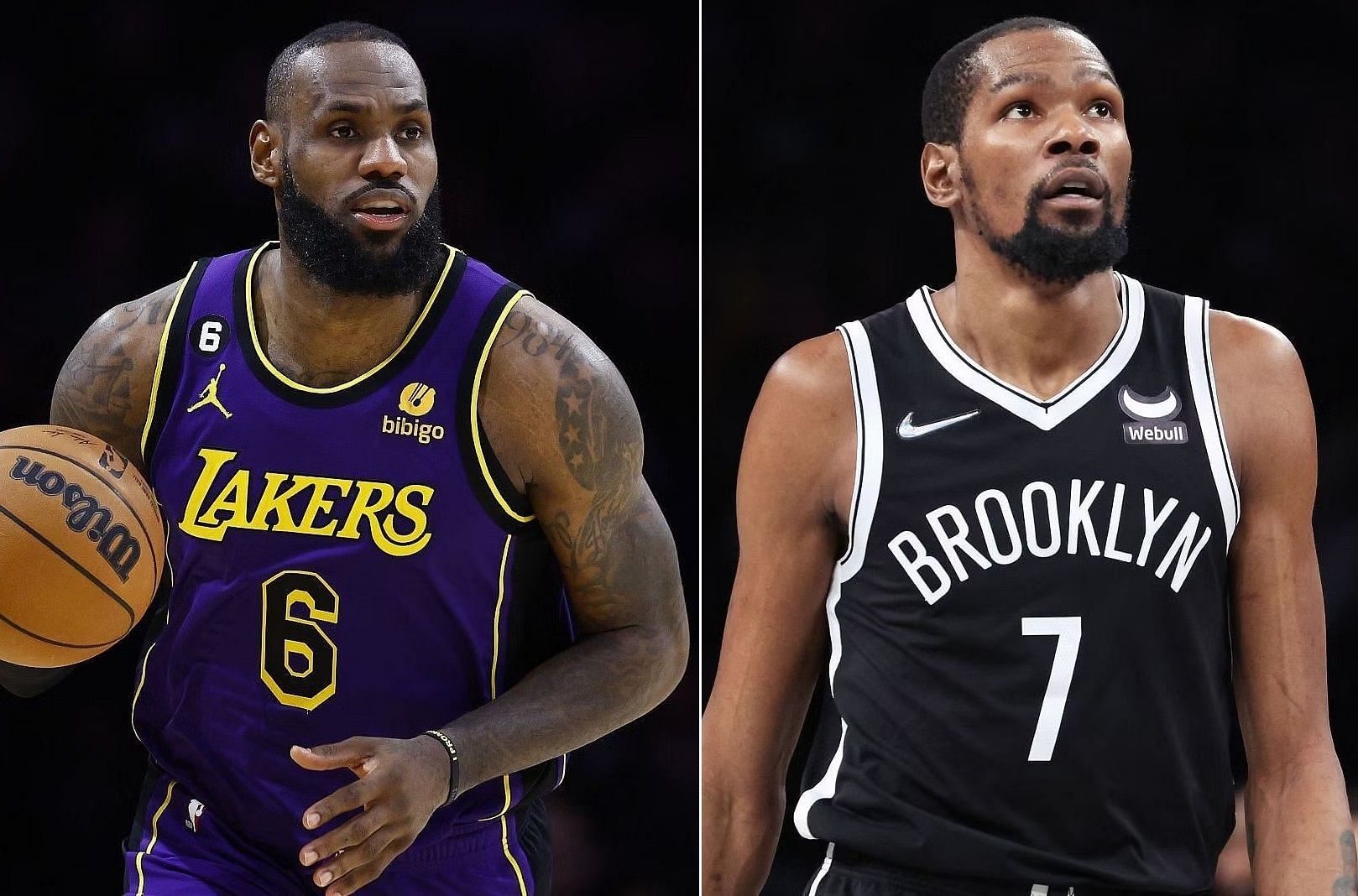 LeBron James of the LA Lakers and Kevin Durant of the Brooklyn Nets