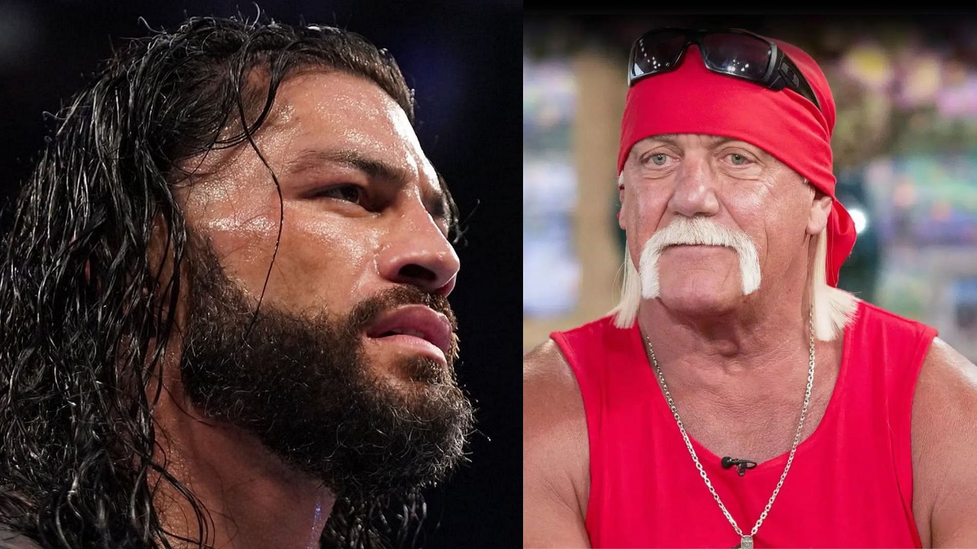 Roman Reigns (left); Hulk Hogan (right)
