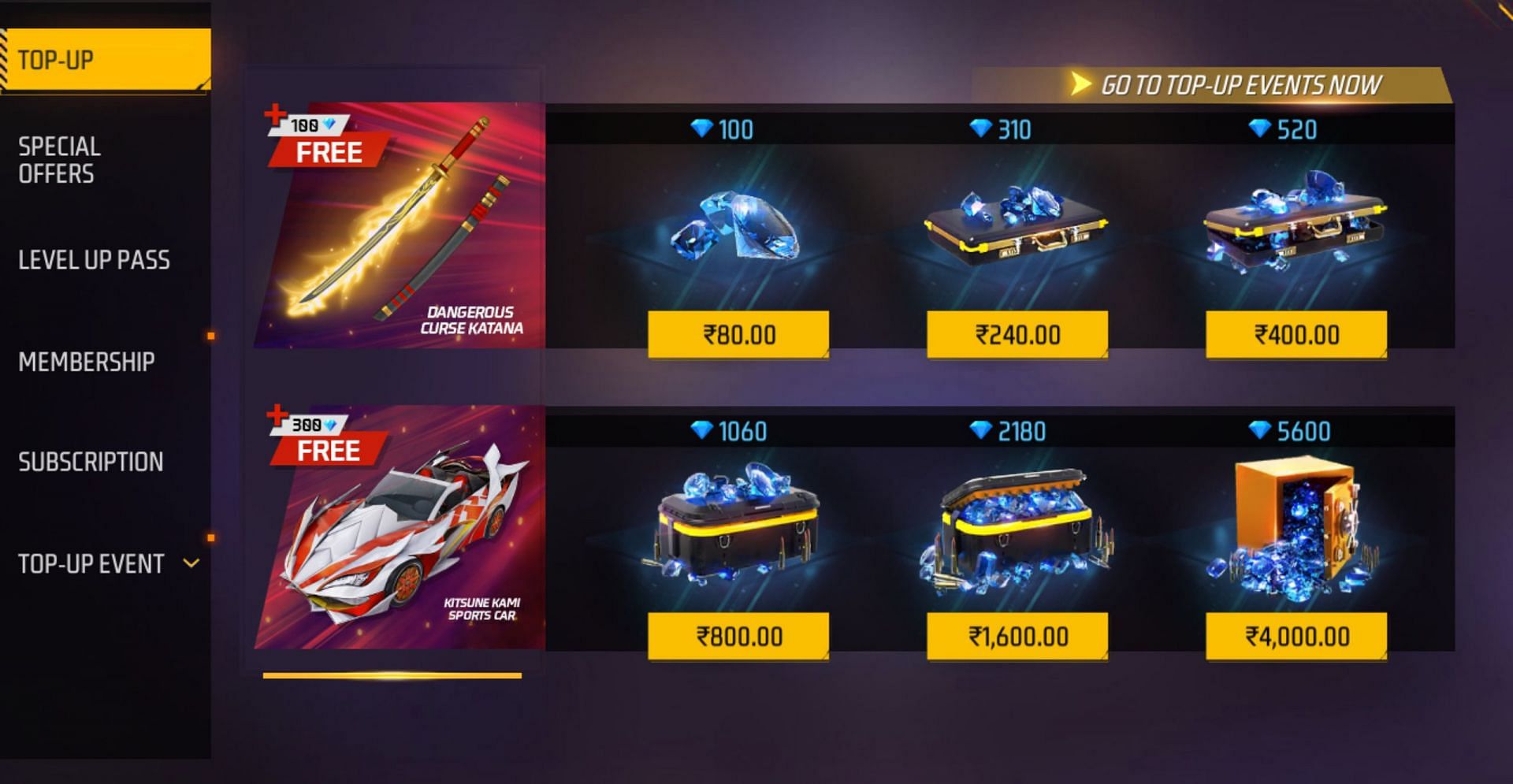 Purchasing 300 diamonds will be sufficient for the current top-up event (Image via Garena)