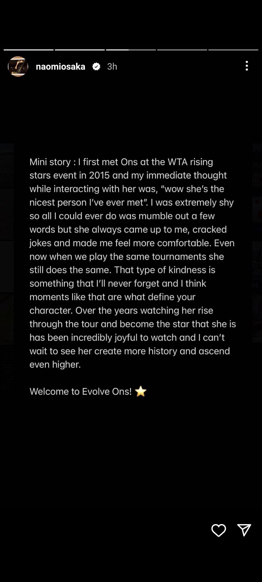 Naomi Osaka&#039;s Instagram story