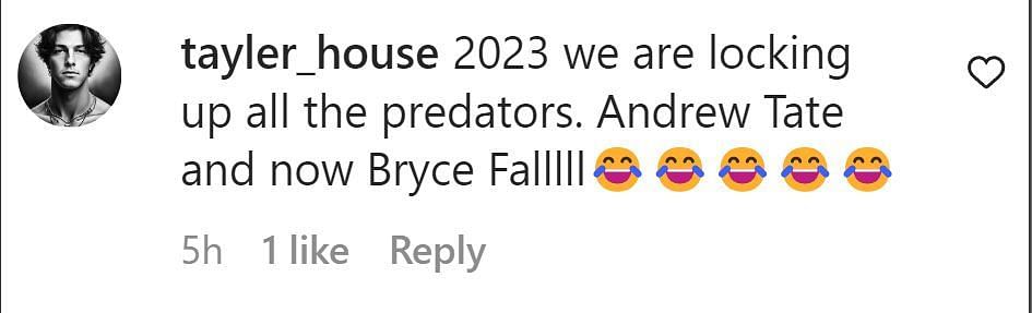 Bryce was called out by fans on Instagram (Image via Instagram/@tayler_house)