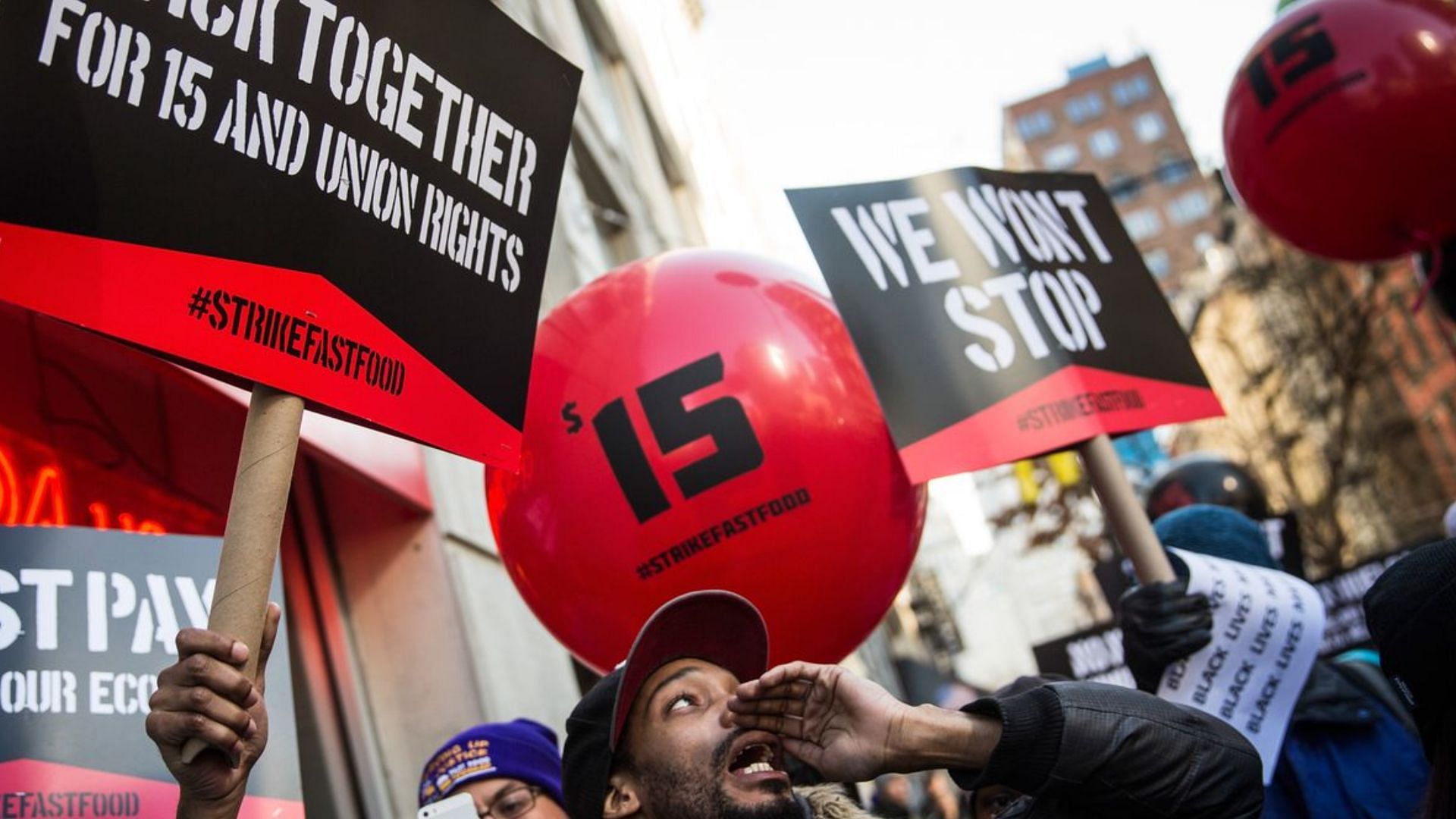 Fast Food Workers Strike in Major Cities Across the United States, 2014 (Image via Andrew Burton/Getty Images)