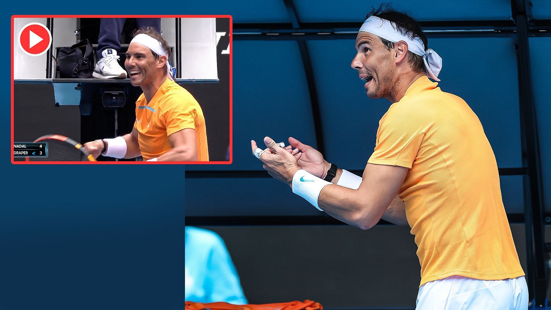 A bemused Rafael Nadal after his racquet went missing