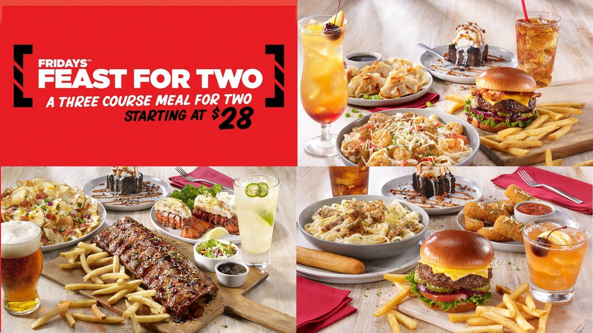 The Limited Time Feast for Two menu is only available for dine-in orders (Image via TGI Fridays)