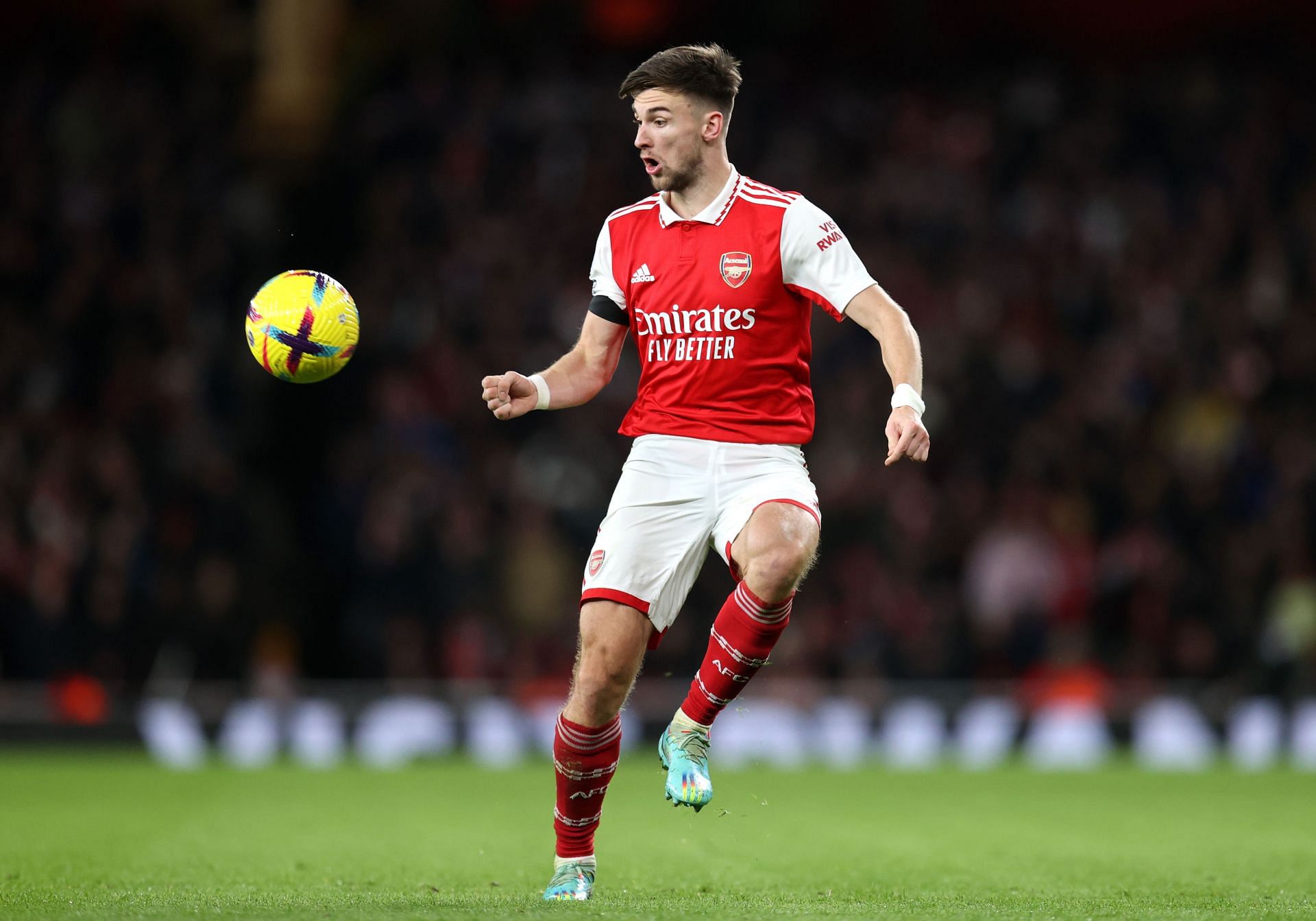 Kieran Tierney in action for the Gunners.