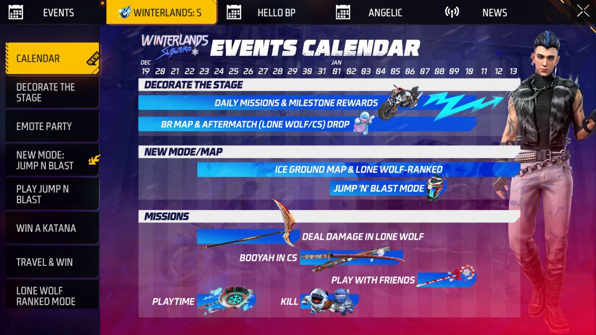 Selec the event from the menu on the left (Image via Garena)