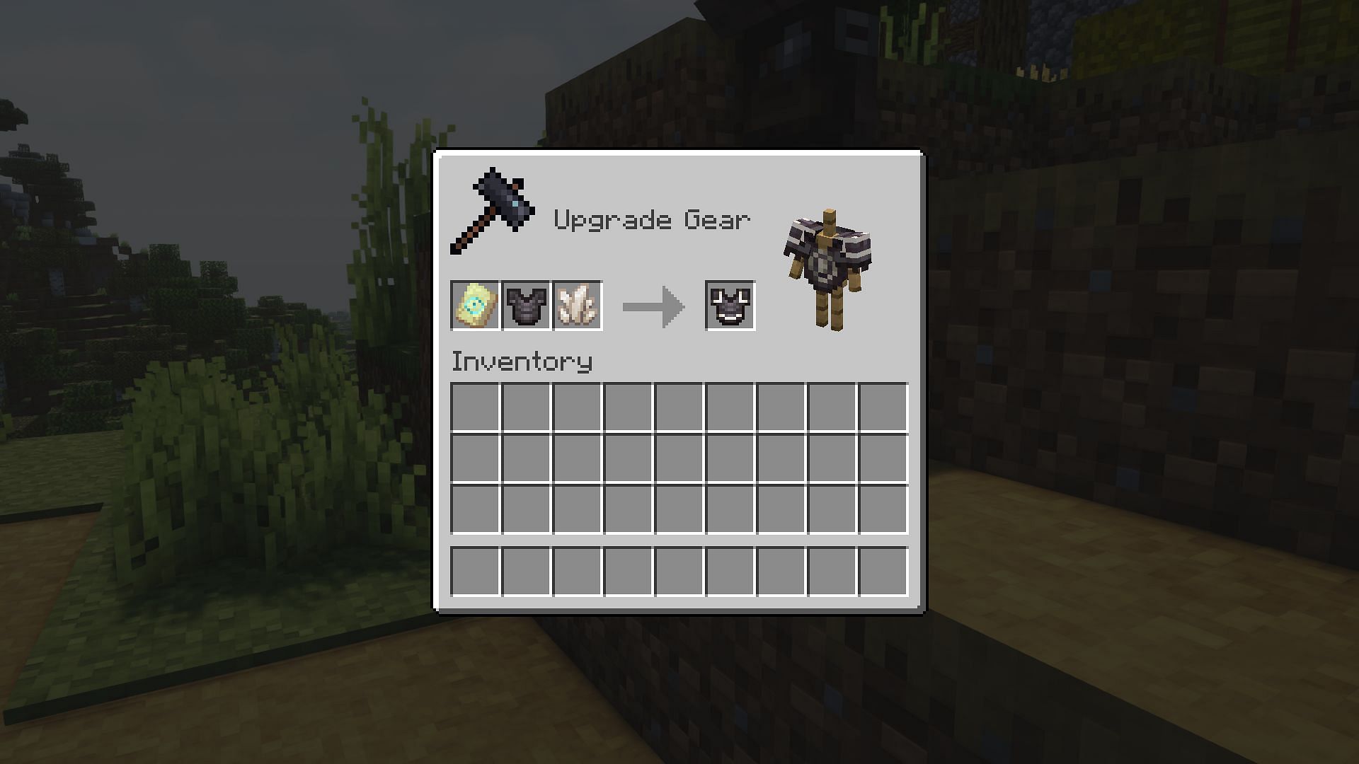 Customizing a netherite chestplate on the smithing table (Image via Mojang)