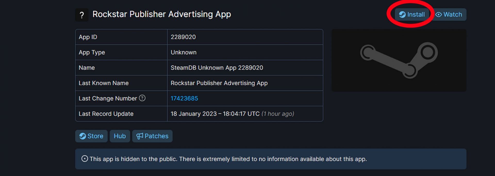 Something strange happens if you click on the &quot;install&quot; button (Image via Rockstar Games)