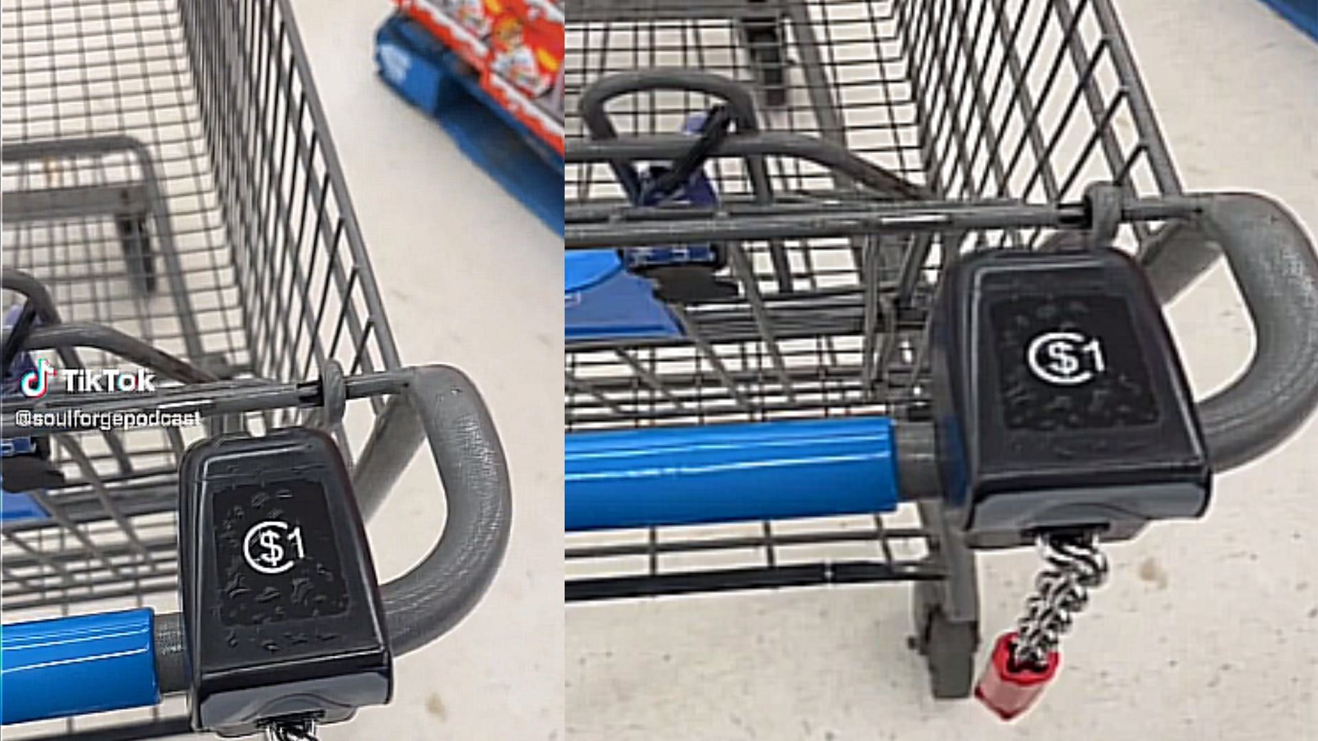 the user shared a video on TikTok claiming that the retail store will be charging $1 for the shopping carts (Image via @soulforgepodcast/TikTok)
