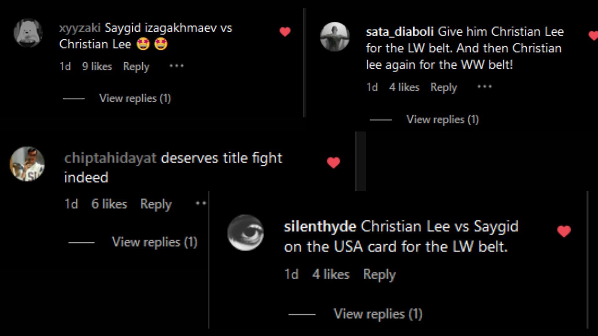 [Photo Credit: @ONEChampionship] Instagram Comments