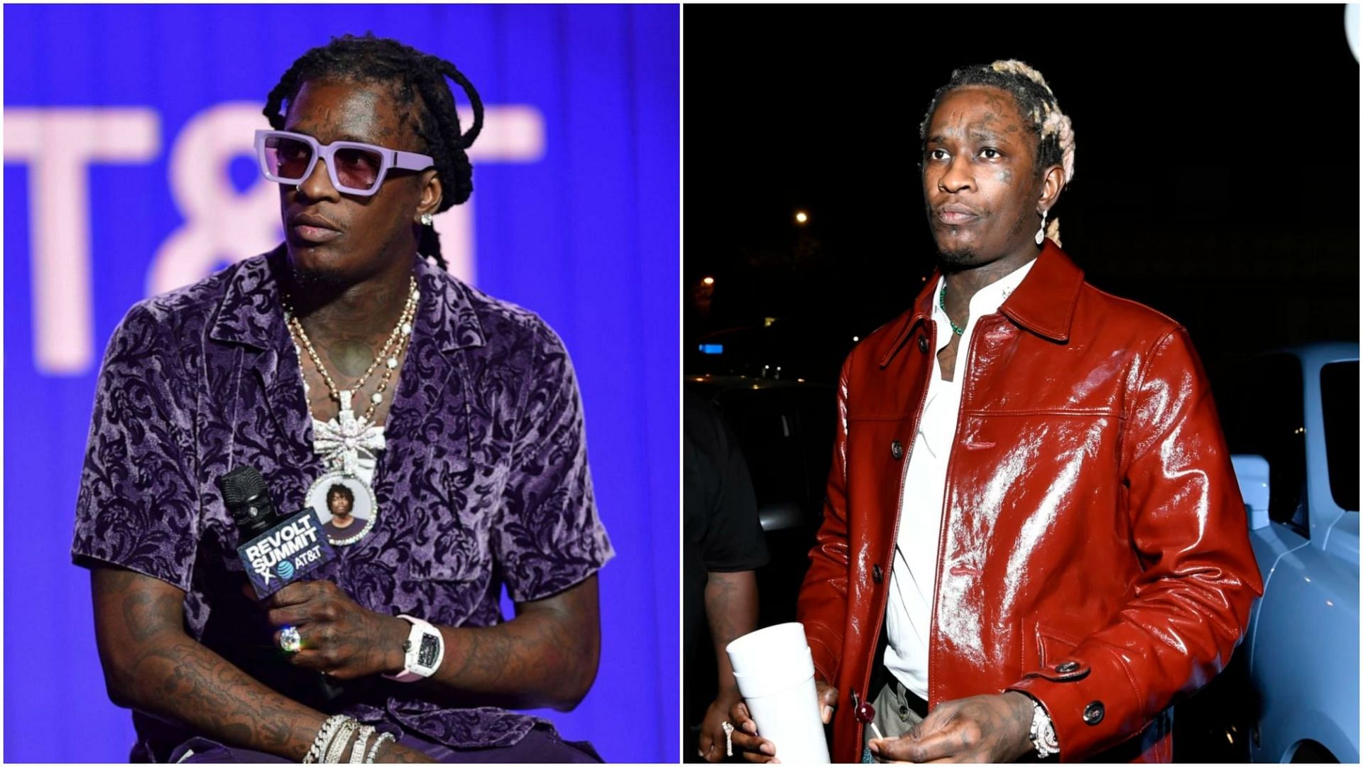 Young Thug can be seen putting his head down in a video(Images via Getty)
