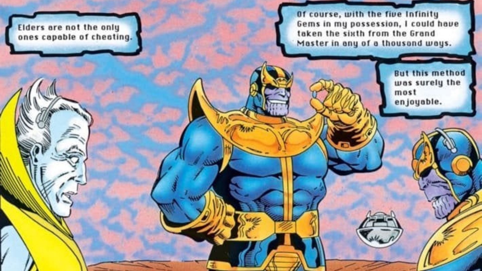 The Mad Titan talks to the Grandmaster (Image via Marvel Comics)