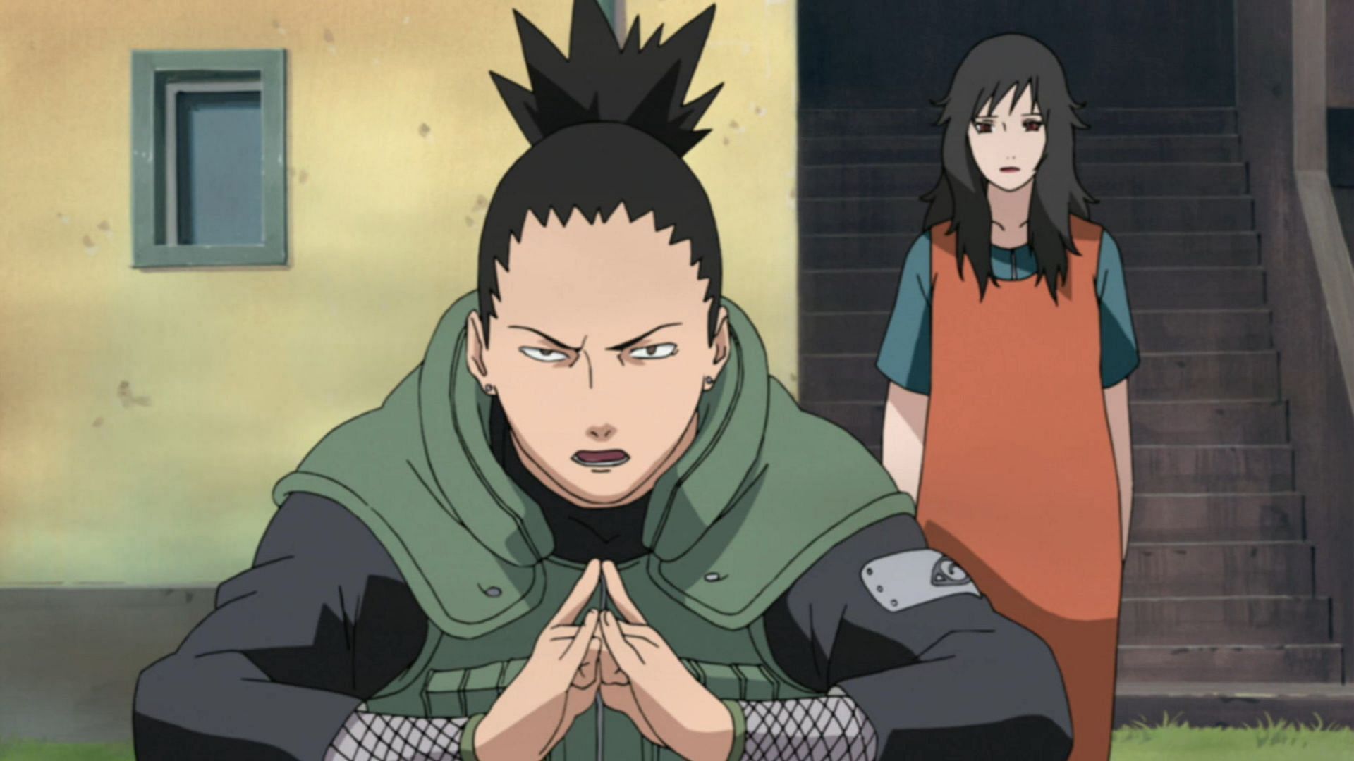 Shikamaru (center, front) as seen in the series&#039; anime (Image via Studio Pierrot)