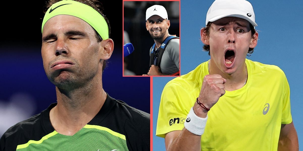 De Minaur (right) stunned Nadal on Monday night in Sydney.
