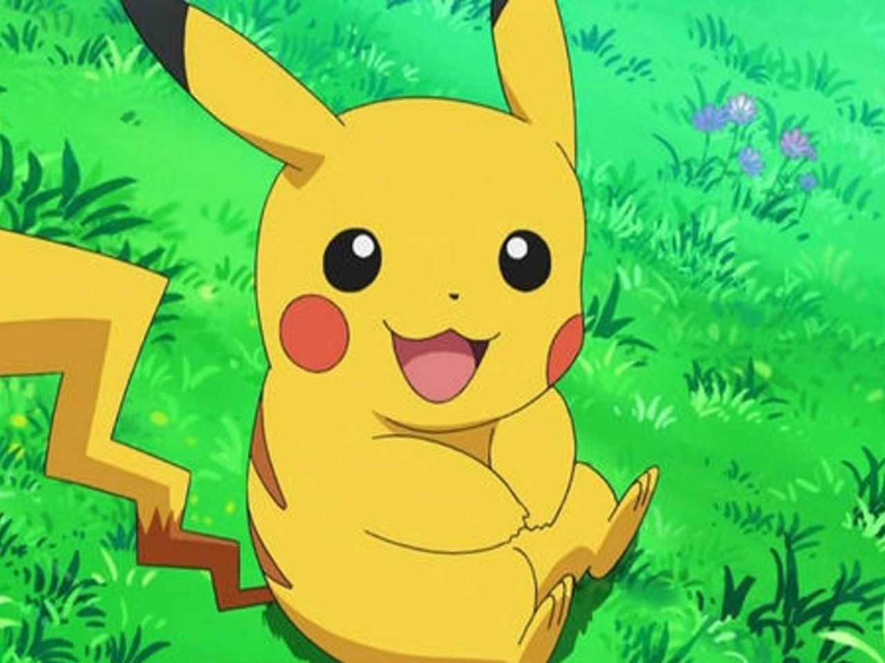 Pikachu as seen in the anime.  (Image via OLM Inc.)