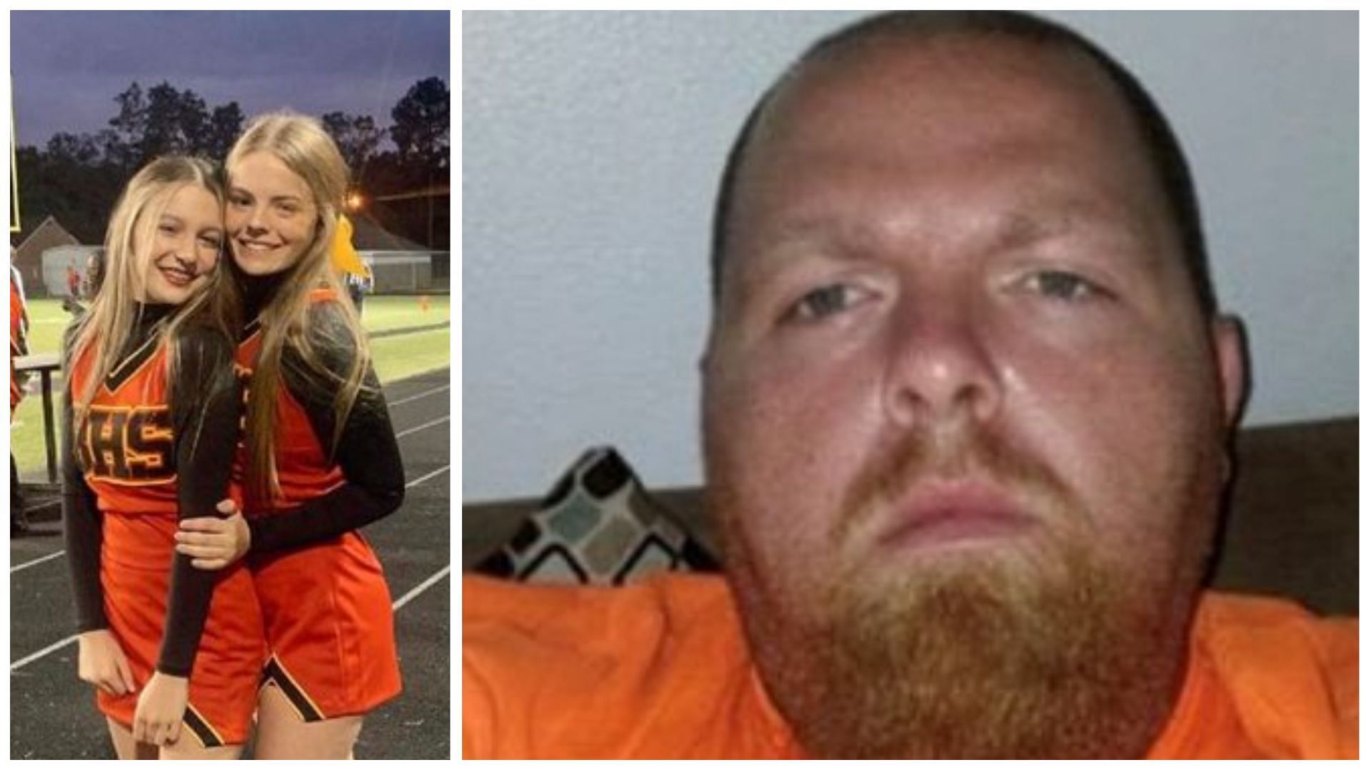Two high school cheerleaders (left) died after Louisiana cop David Cauthron