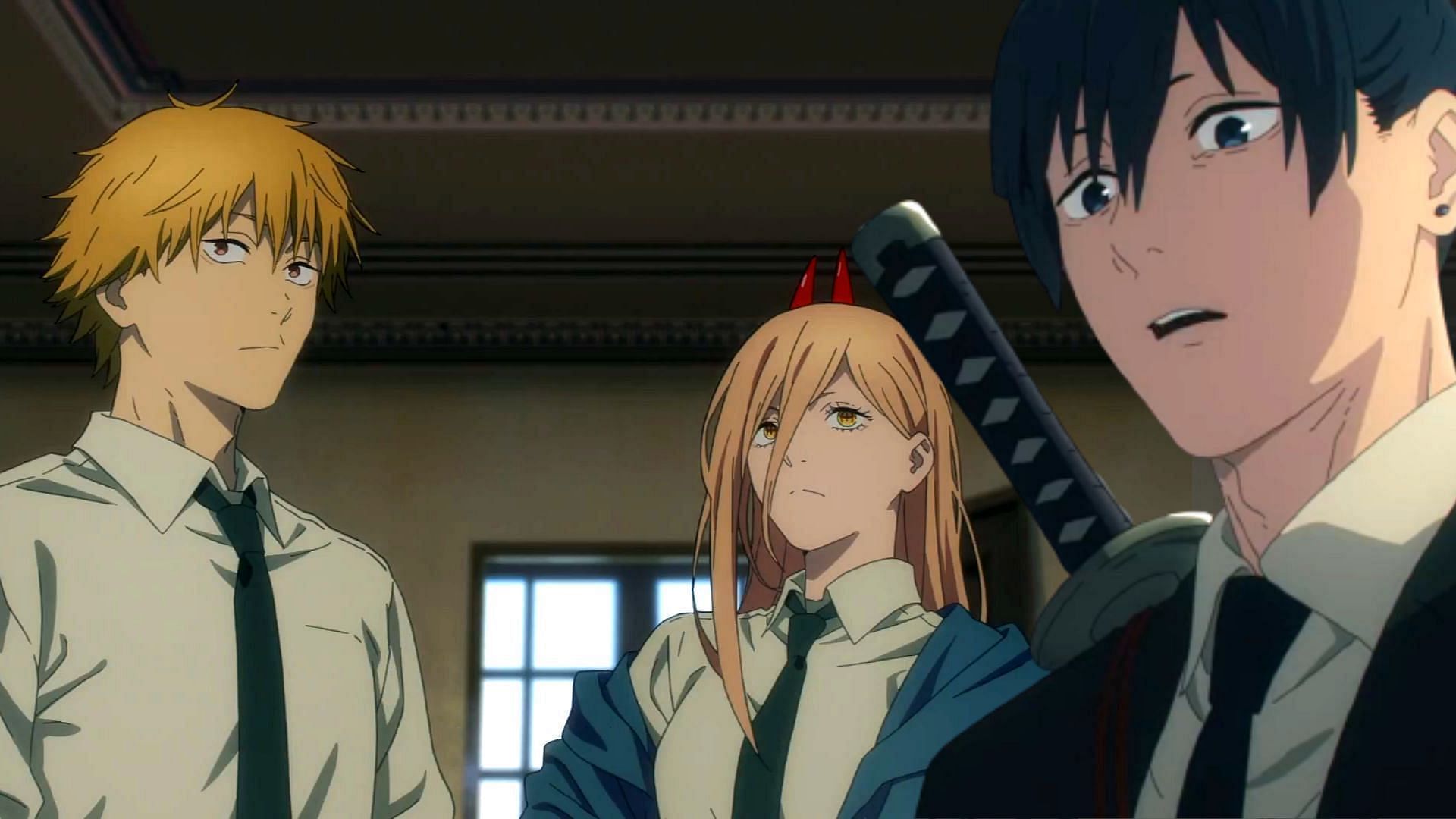 Denji, Power, and Aki as seen in Chainsaw Man anime (Image via Studio MAPPA)