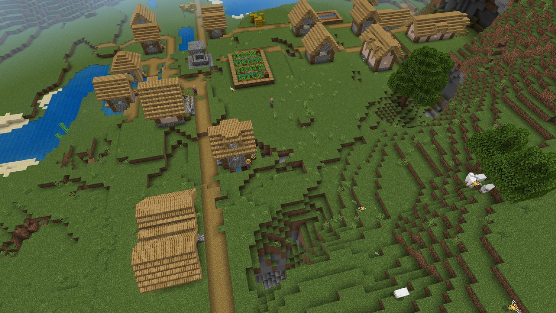 Minecraft Bedrock players won&#039;t lack for villages in this seed (Image via Mojang)