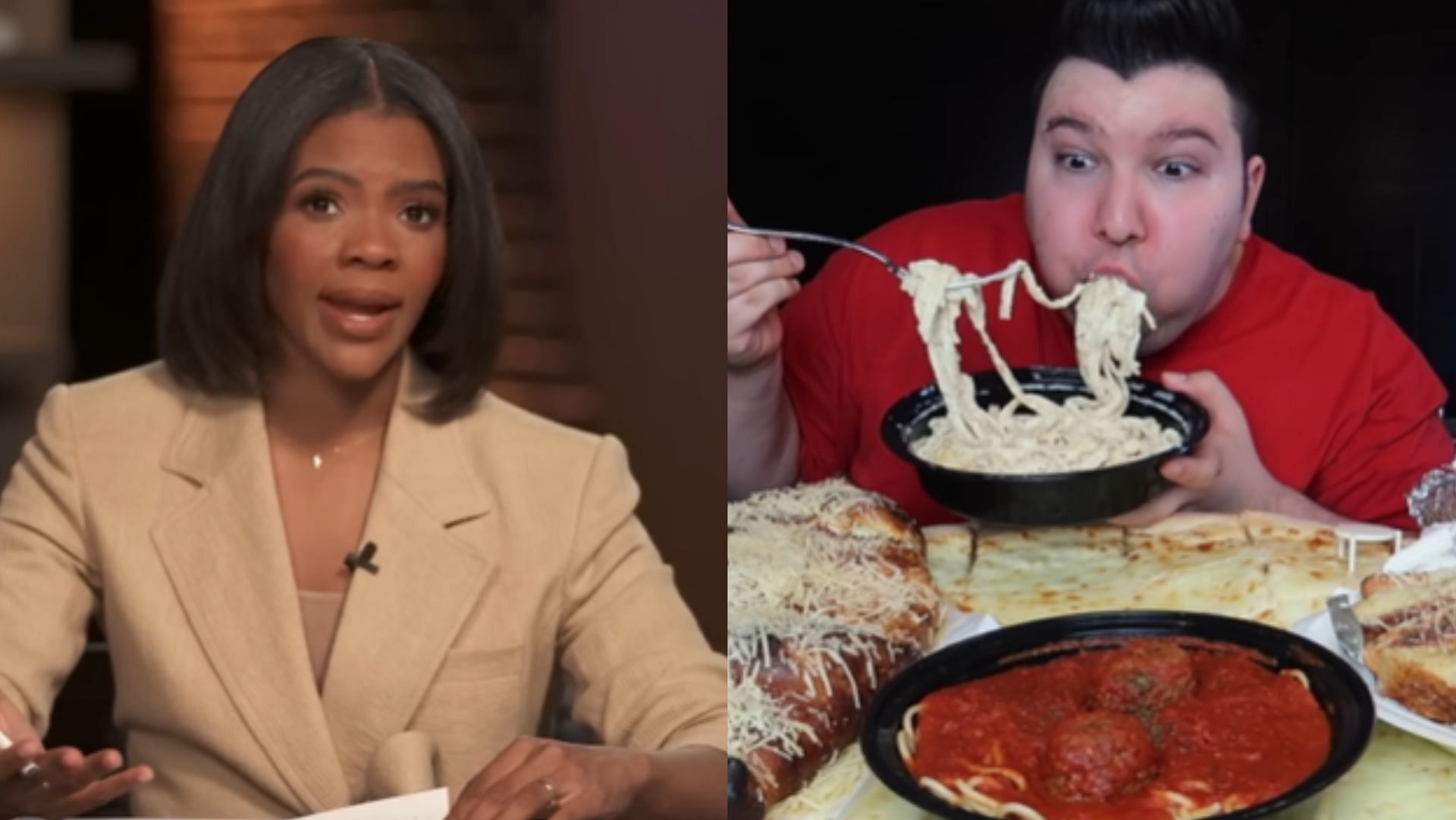 Candace Owens talks about YouTuber Nikocado Avocado in her latest podcast. (Image via YouTube/@CandaceOwensPodcast, @NikocadoAvocado)