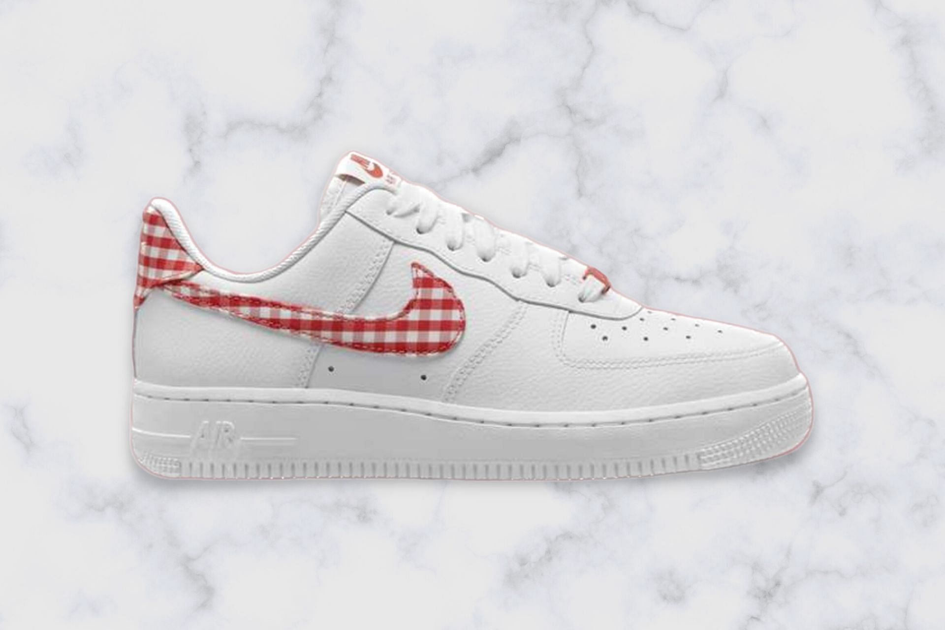 Nike Air Force 1 Low Gingham White Mystic Red shoes (Image via Nike)