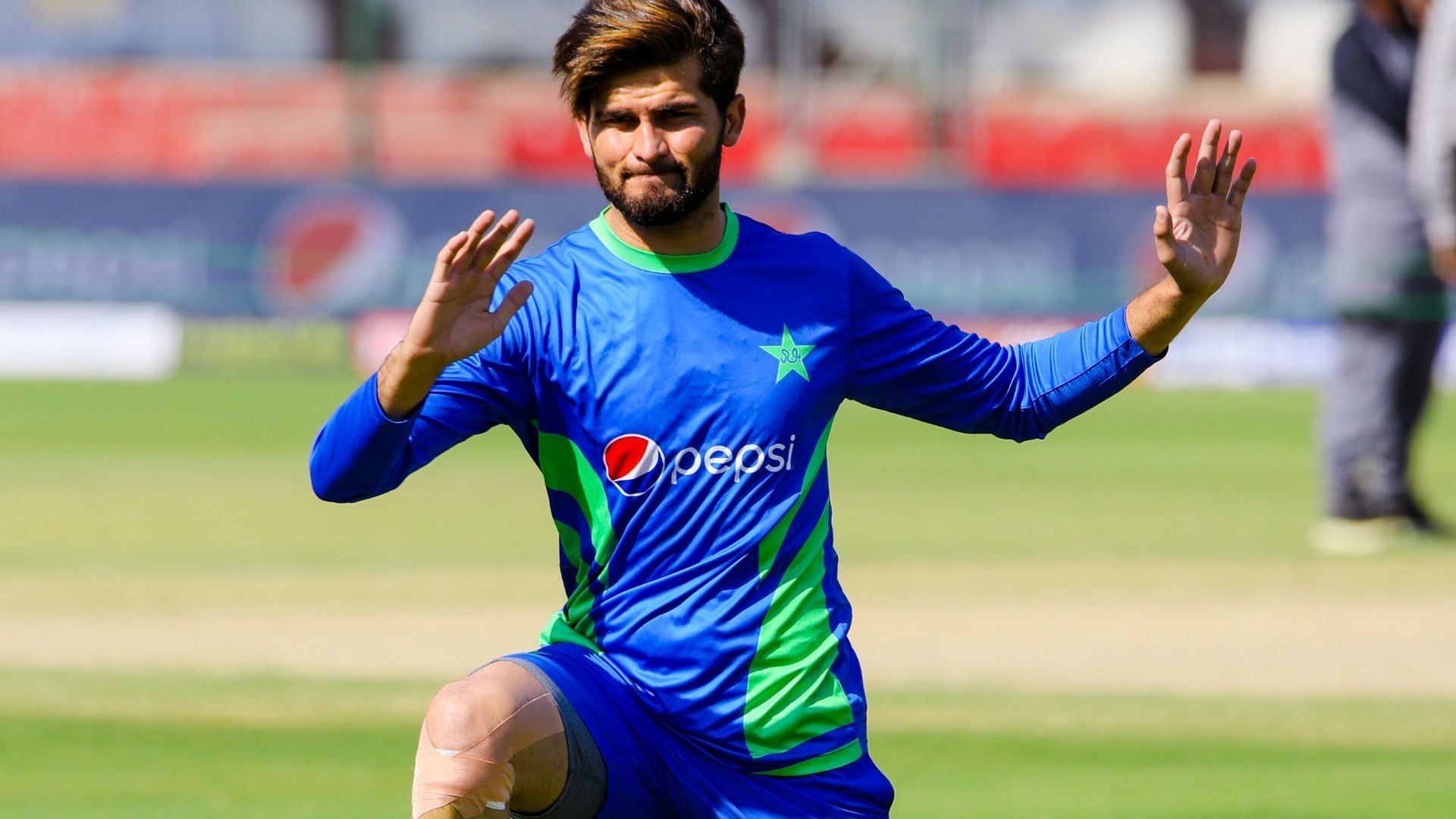 Shaheen Afridi during his rehabilitation training on Monday. (P.C.:PCB)