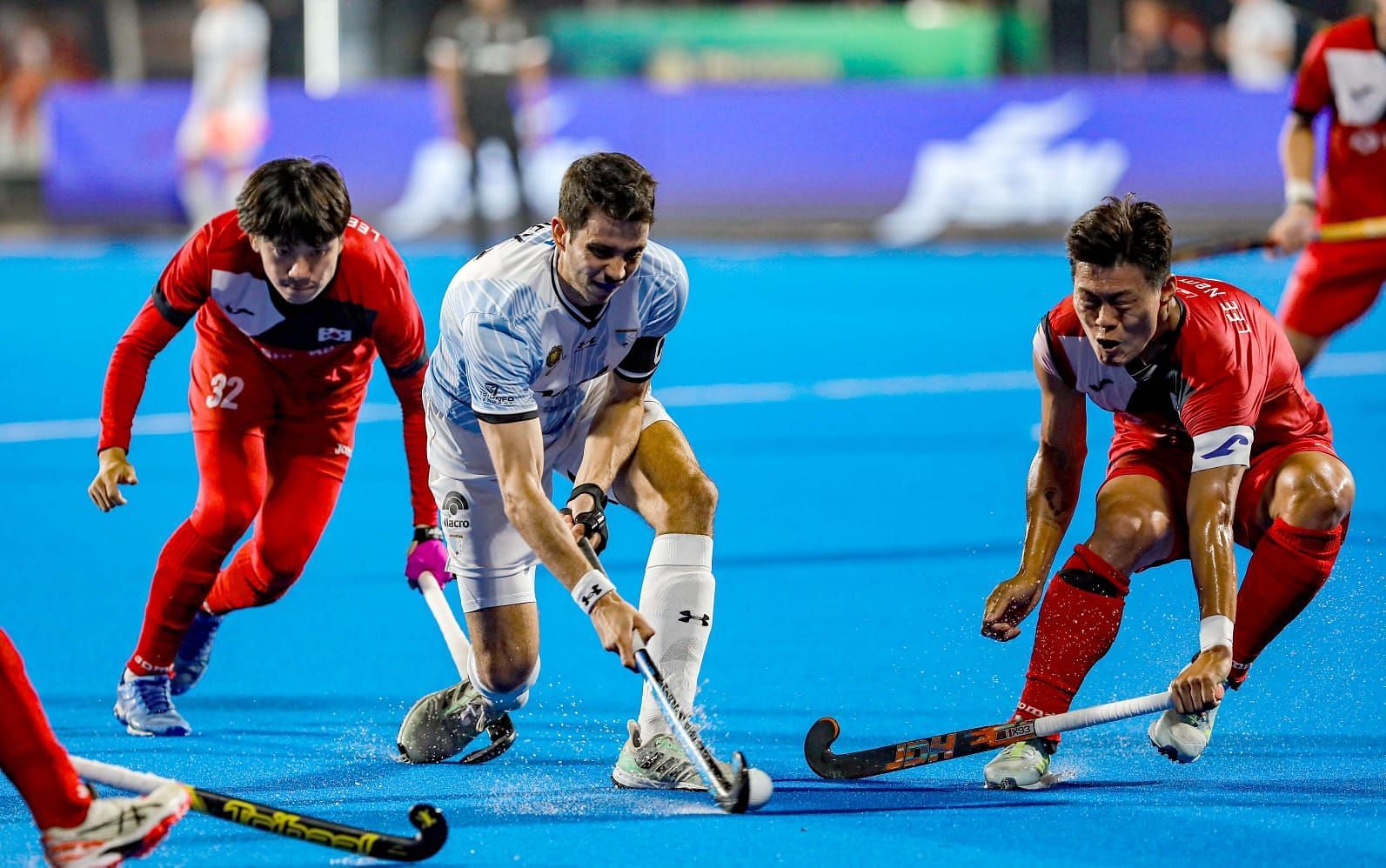 Korea and Argentina teams in action in an earlier match (Image Courtesy: Twitter/Hockey India)