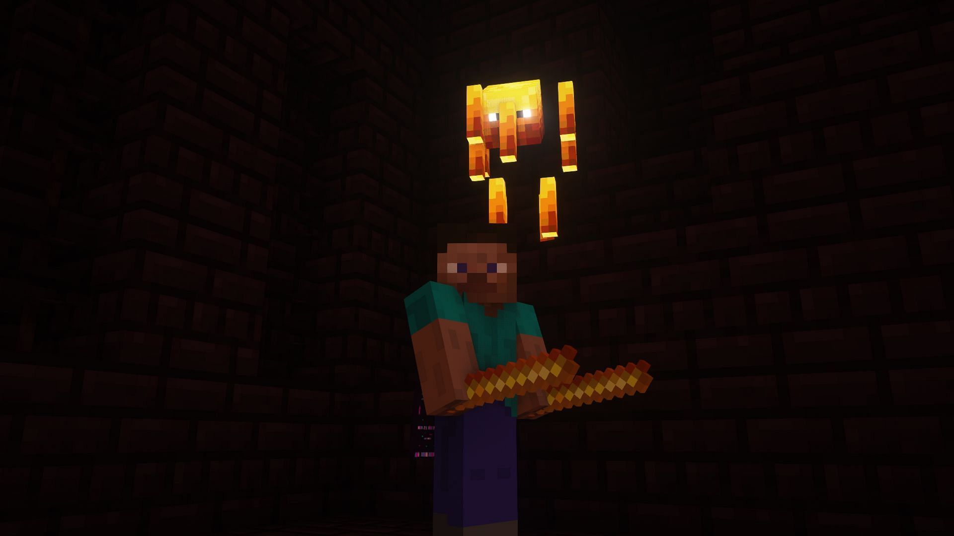 A Blaze in a nether fortress (Image via Mojang)