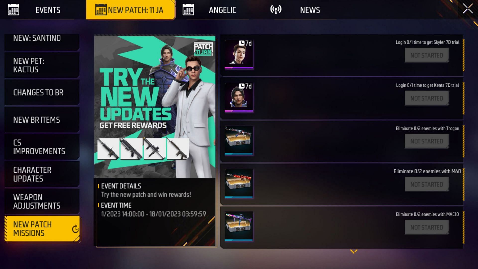 New rewards will be available as part of the New Patch Missions in Free Fire MAX (Image via Garena)