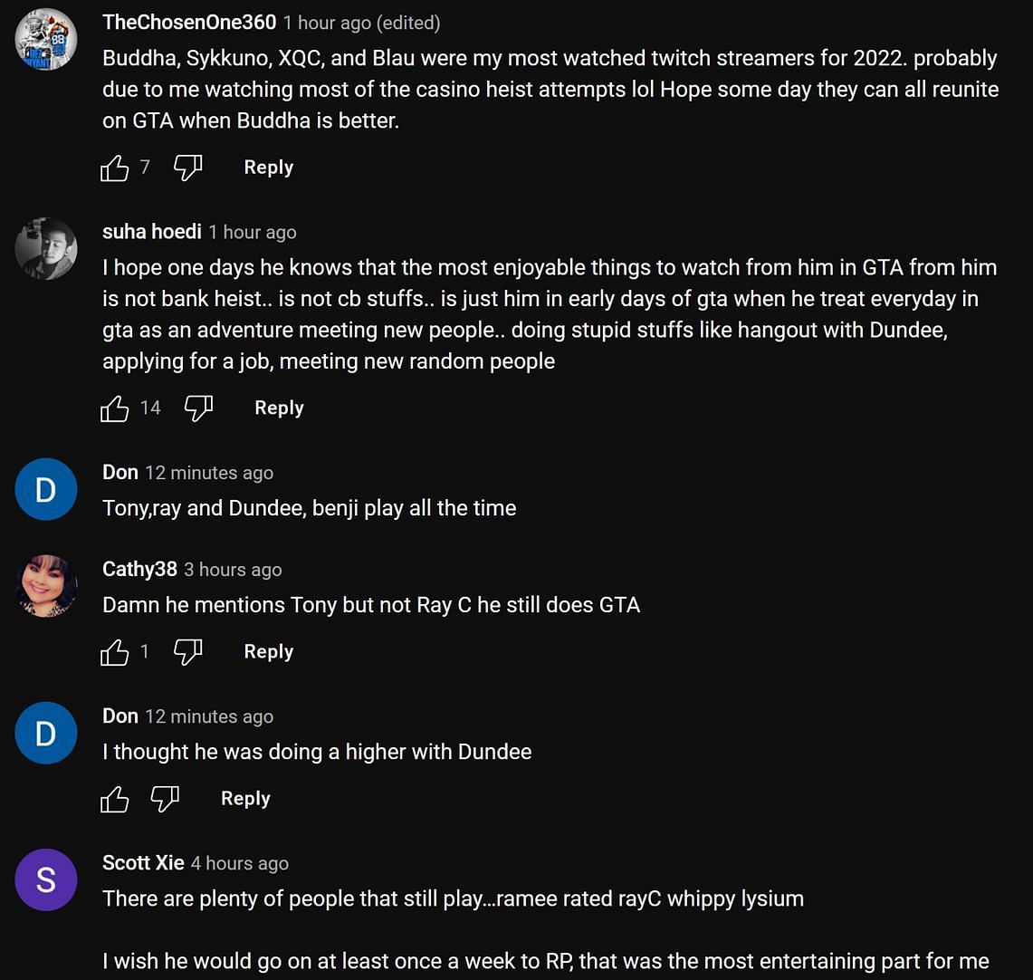 Fans in the YouTube comments section react to the streamer&#039;s clip (Image via vitalFY/YouTube)