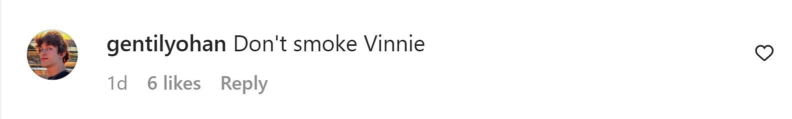 A comment calling out Vinnie (Image via Instagram/ @gentilyohan)