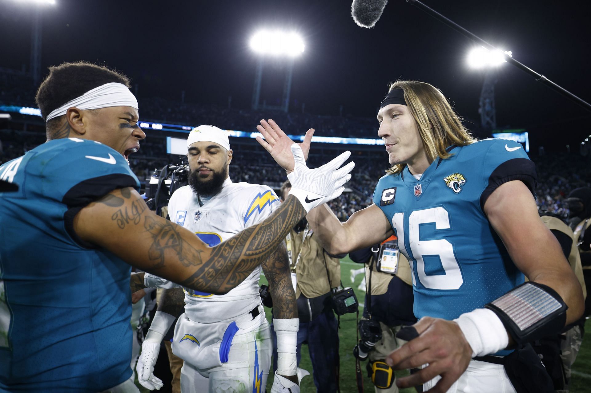 Trevor Lawrence: AFC Wild Card Playoffs - Los Angeles Chargers v Jacksonville Jaguars