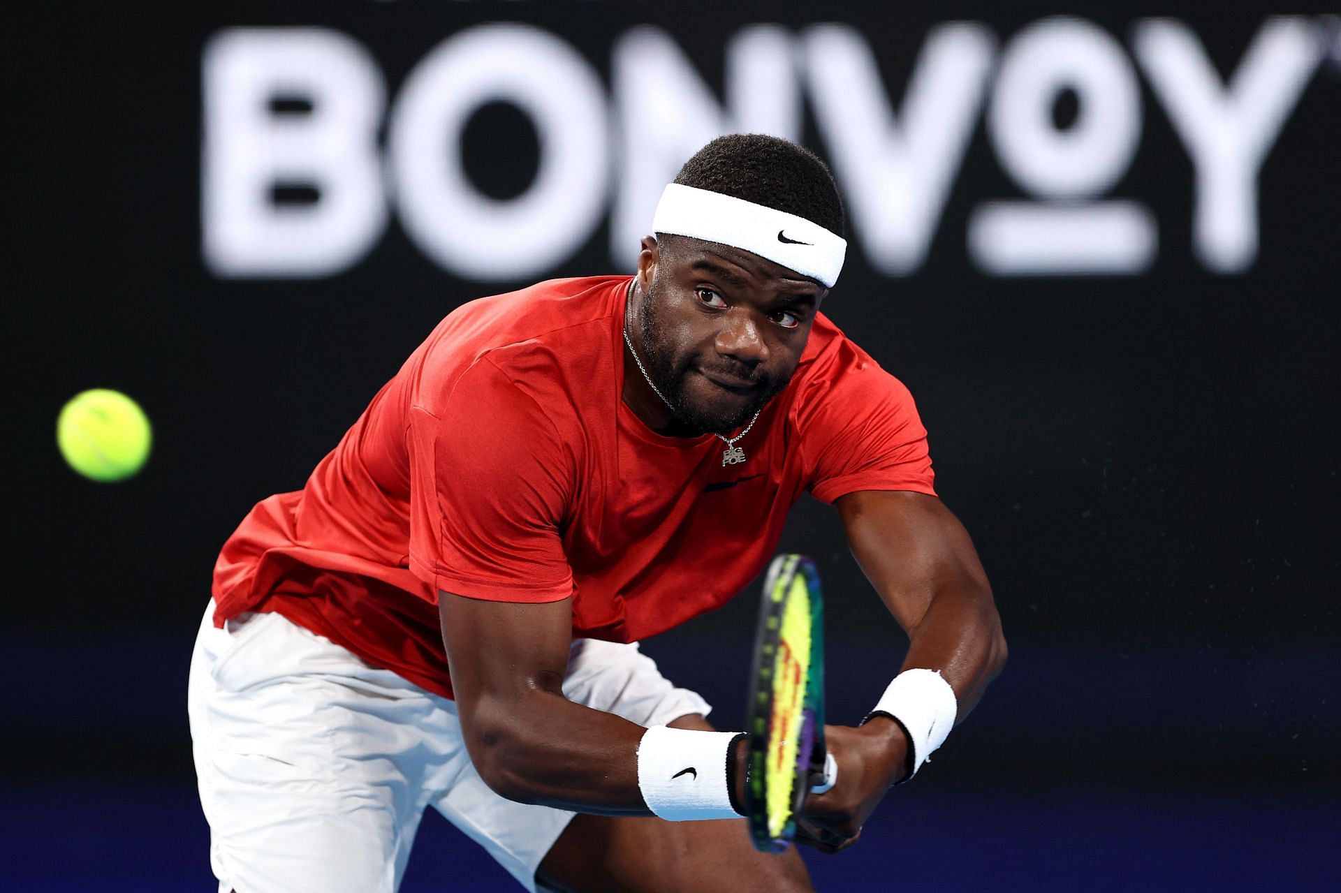 Frances Tiafoe in action at the 2023 United Cup - Sydney: Day 7.