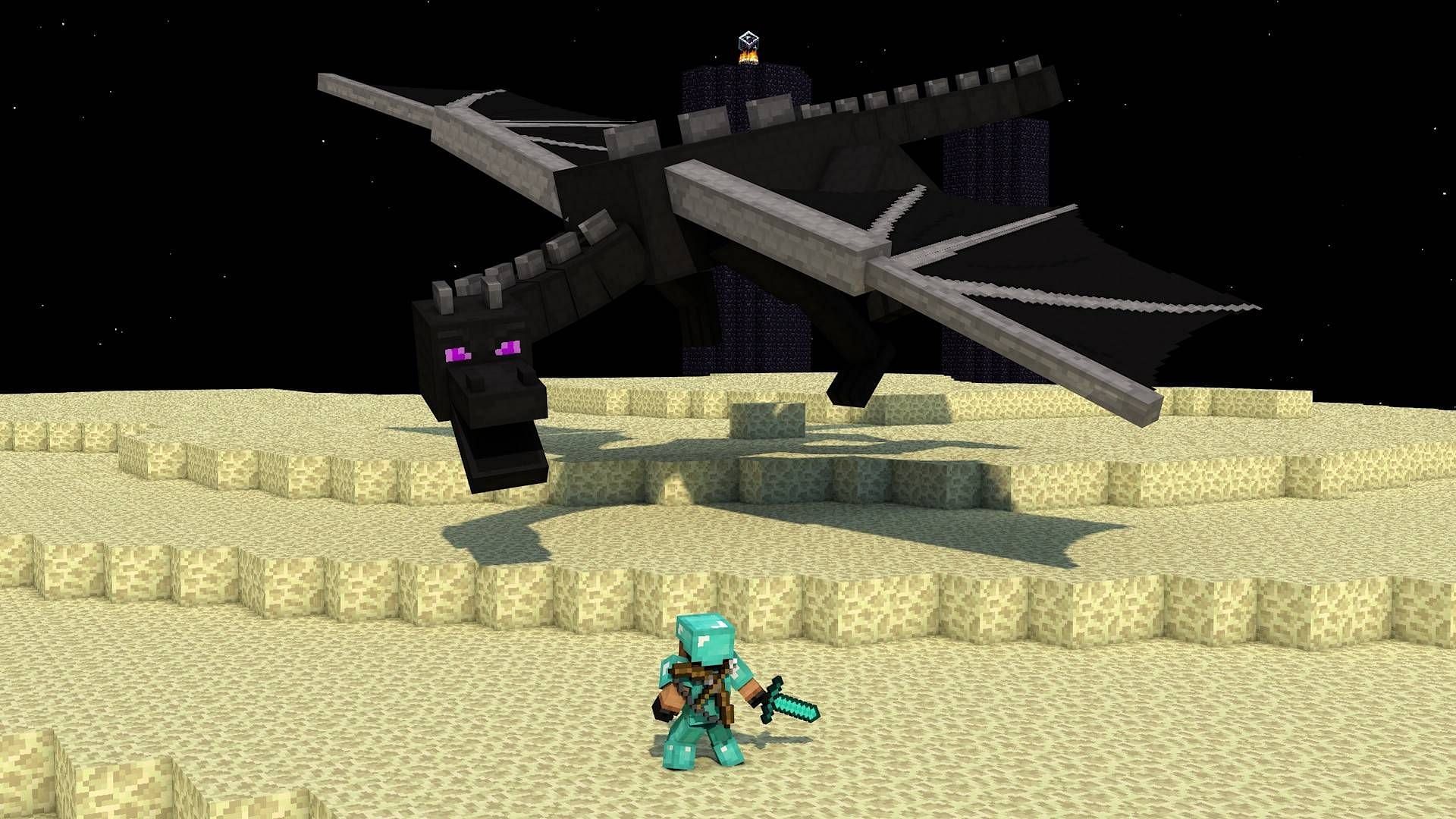 Once everything is accounted for, it&#039;s time to take the fight to the Ender Dragon (Image via Mojang)