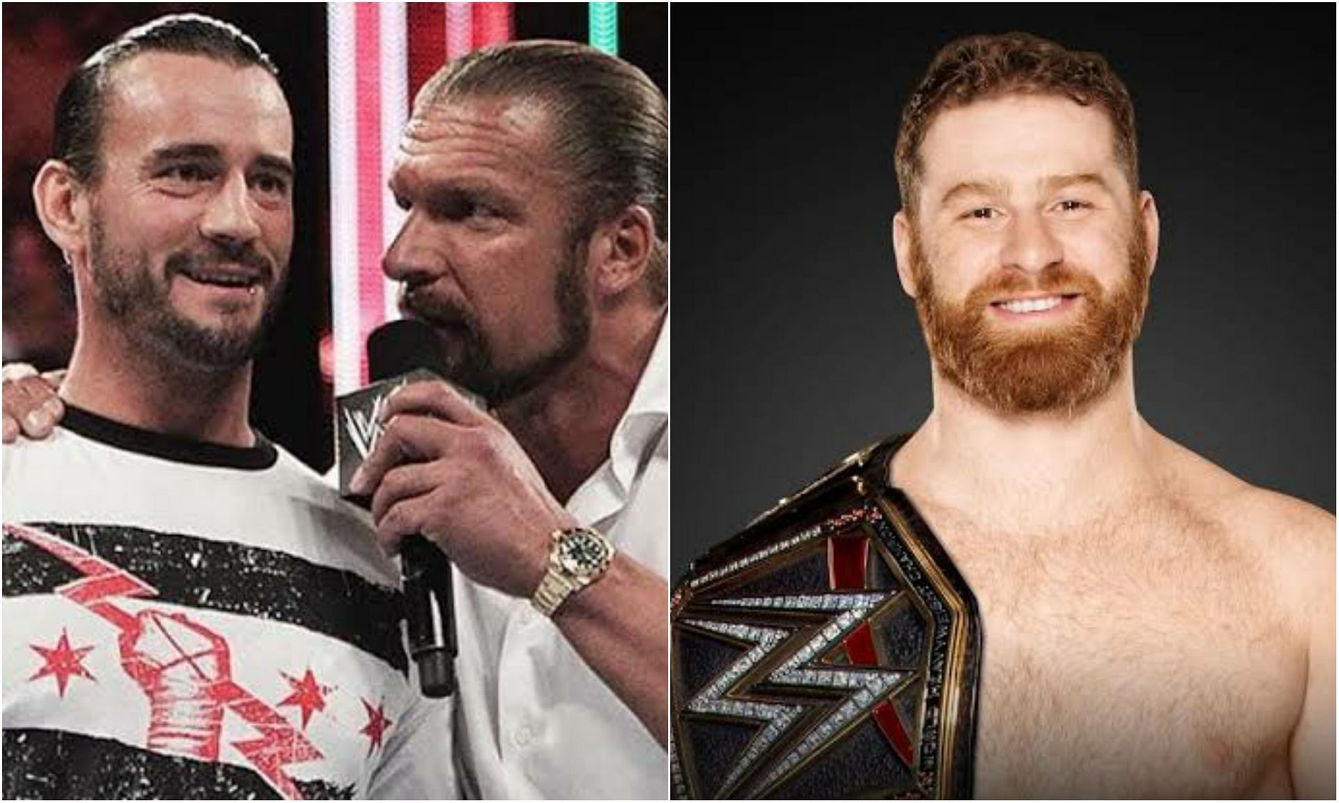 CM Punk &amp; Triple H (left); Sami Zayn (right)