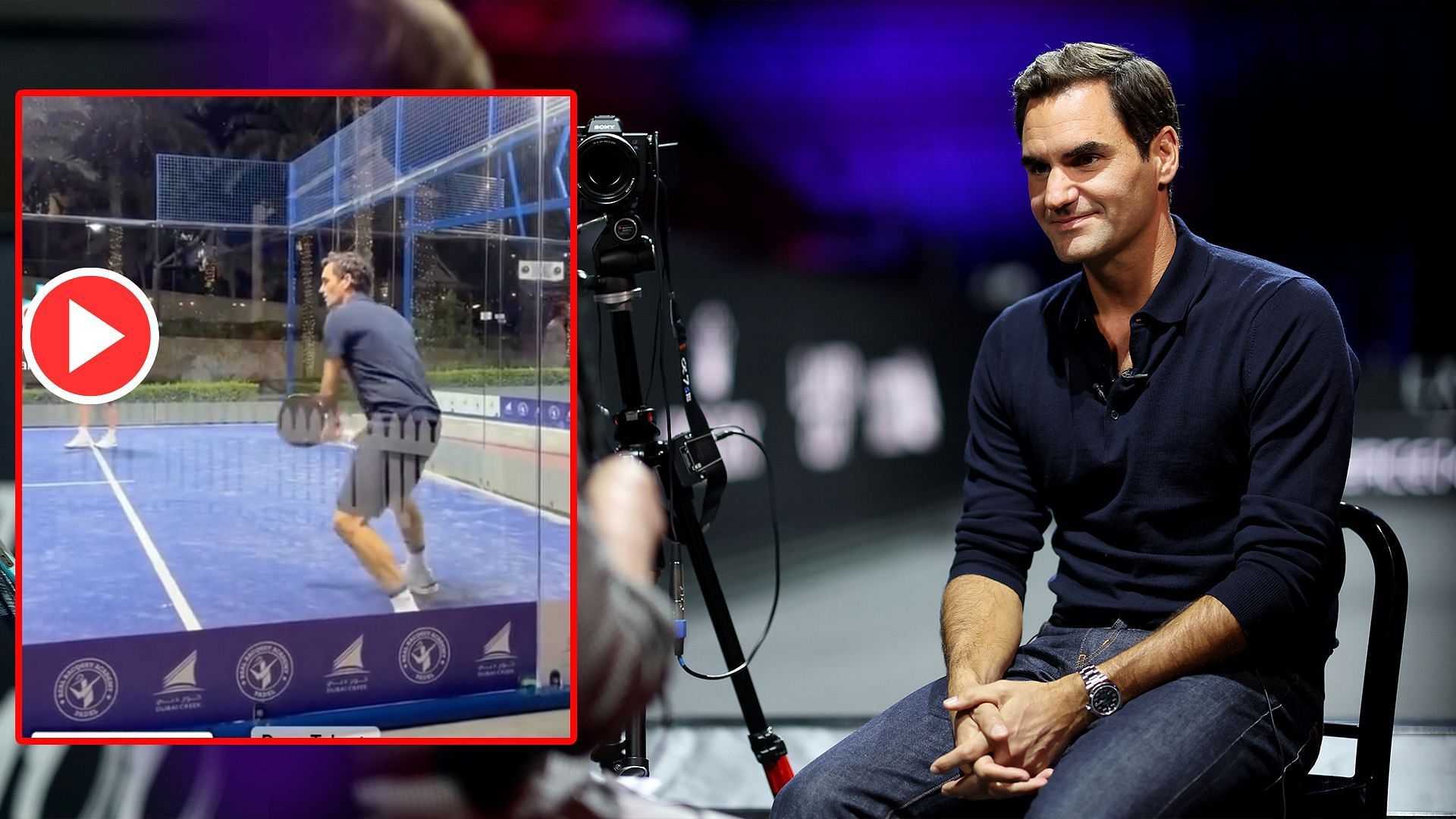 Roger Federer seen playing padel
