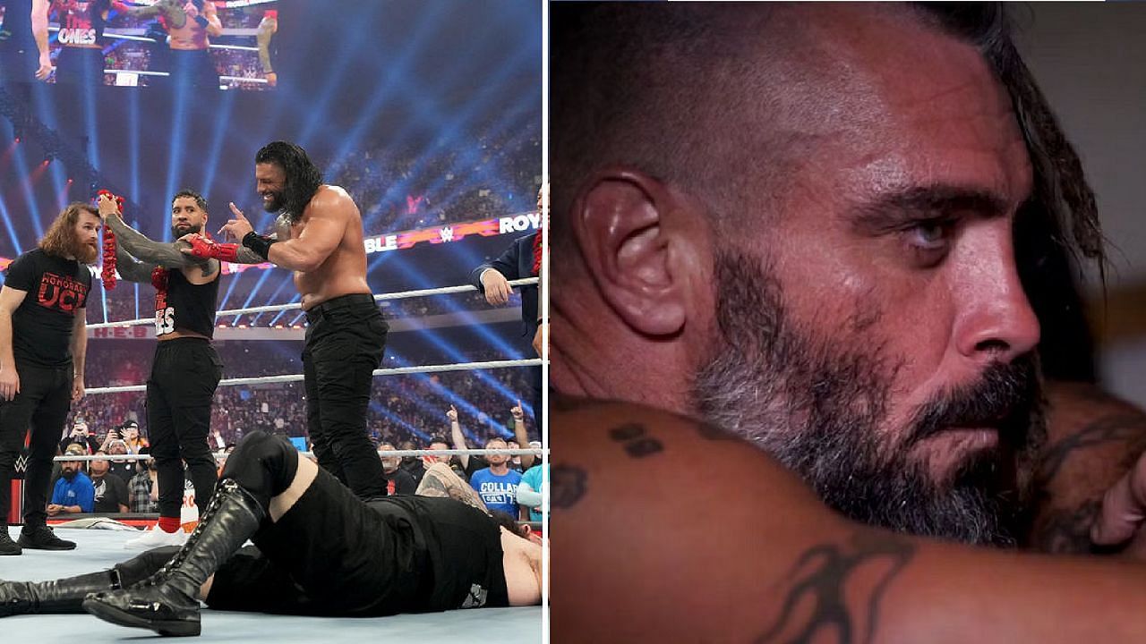 The final moments of Royal Rumble 2023 (left); Jay Briscoe (right)