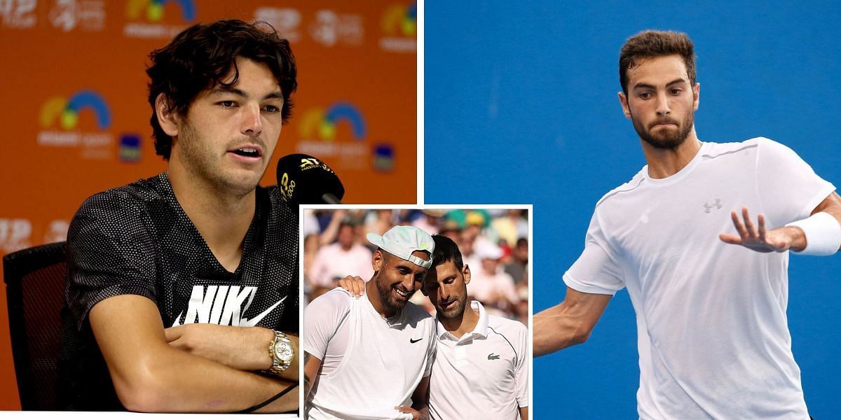 Taylor Fritz reacts to Noah Rubin questioning the pre-Australian Open practice match between Novak Djokovic and Nick Kyrgios.